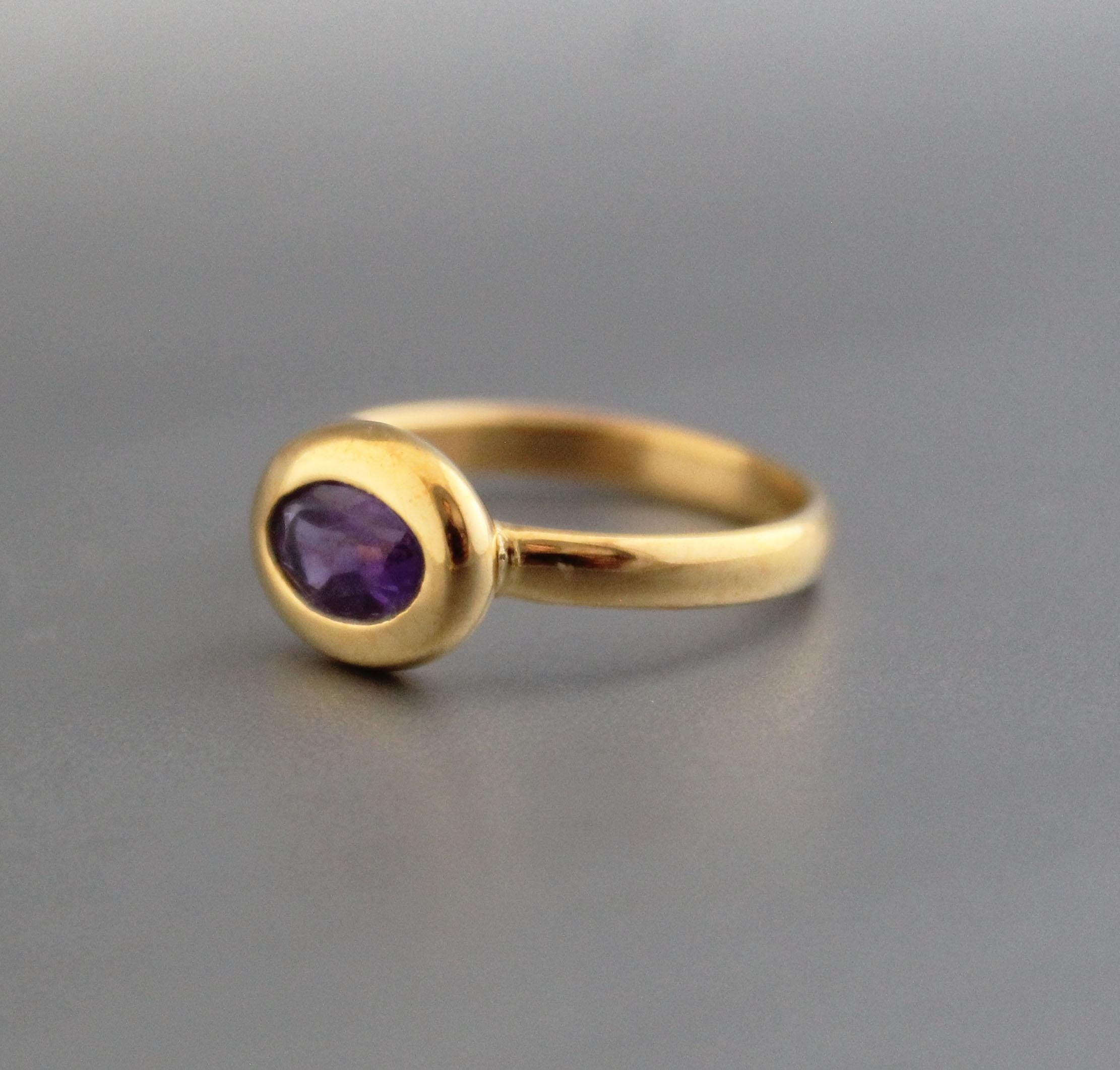 Amethyst Ring, 14K Gold Filled, Rings for Women Unique Solitaire Stackable Ring Anniversary Gift for Her Custom