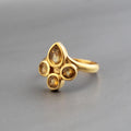 Gold Micron Plated Citrine Ring, Pear & Round Stone, November Birthstone, 925 Sterling Silver Ring, Engagement Ring, Anniversary Gift