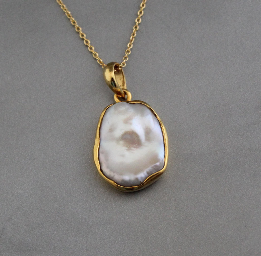 Natural Keshi Pearl Necklace in gold, Unique necklace, Unisex Necklace, 14k pearl necklace