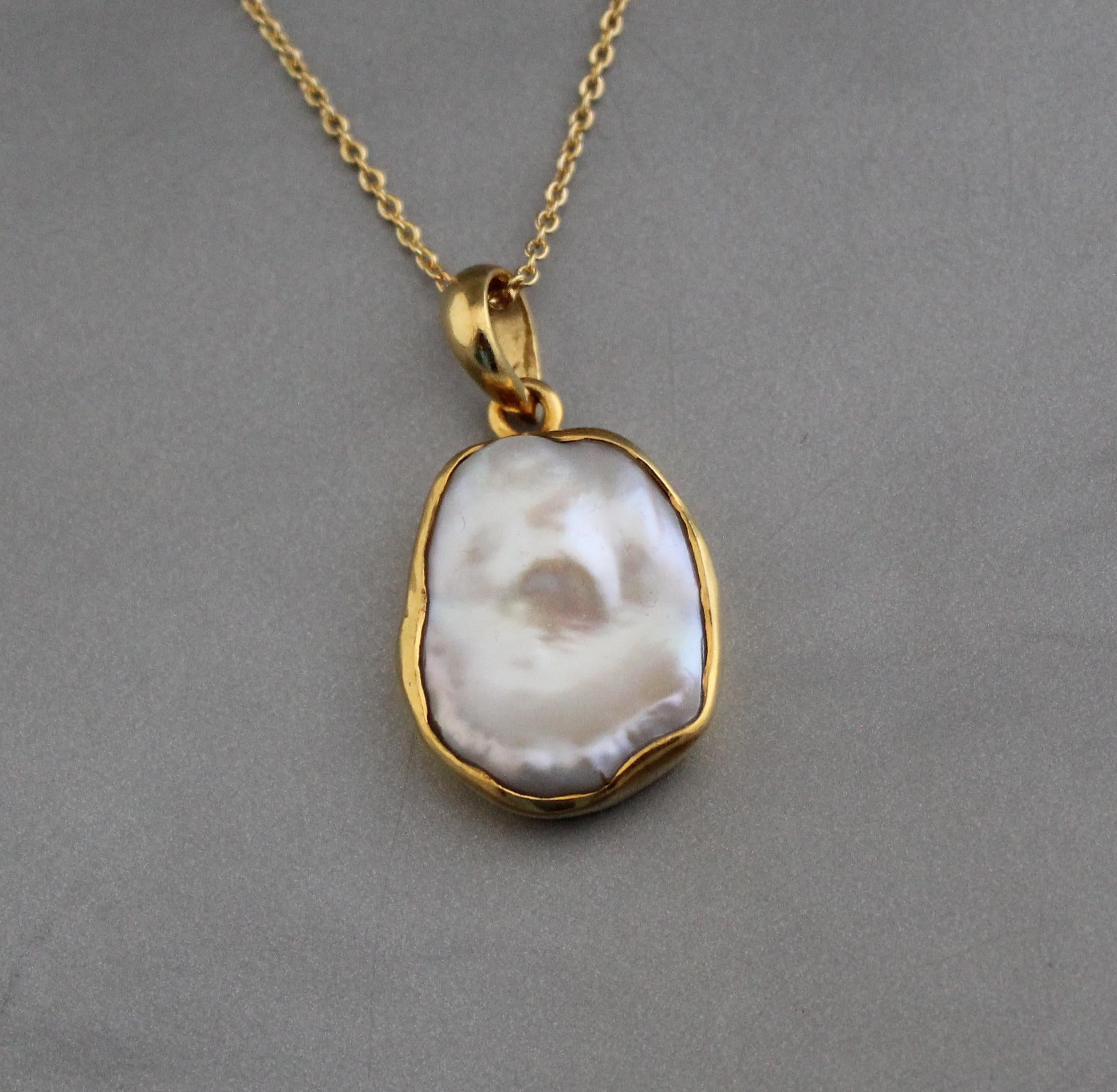 Natural Keshi Pearl Necklace in gold, Unique necklace, Unisex Necklace, 14k pearl necklace