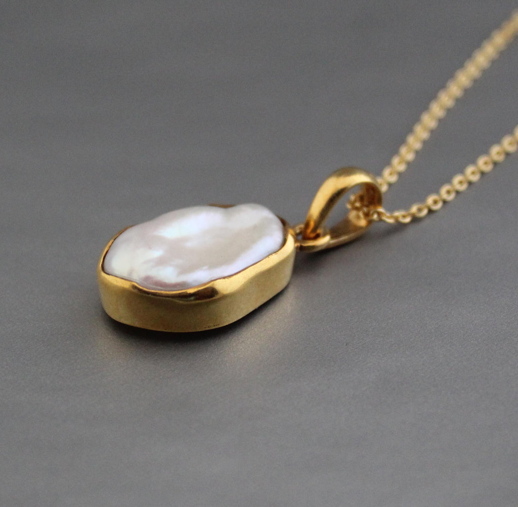 Natural Keshi Pearl Necklace, 18K Gold Necklace, Statement Necklace, Gift For Friend