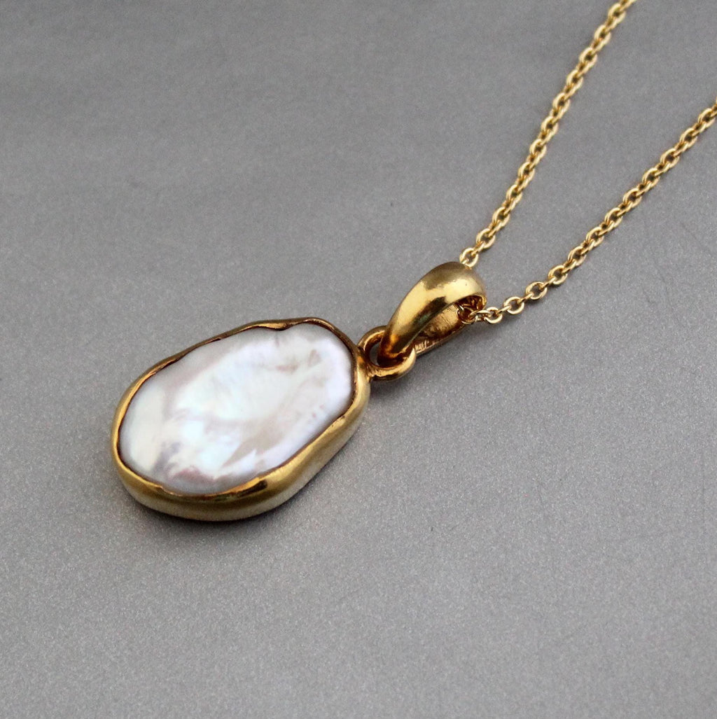 Natural Keshi Pearl Necklace, 18K Gold Necklace, Statement Necklace, Gift For Friend