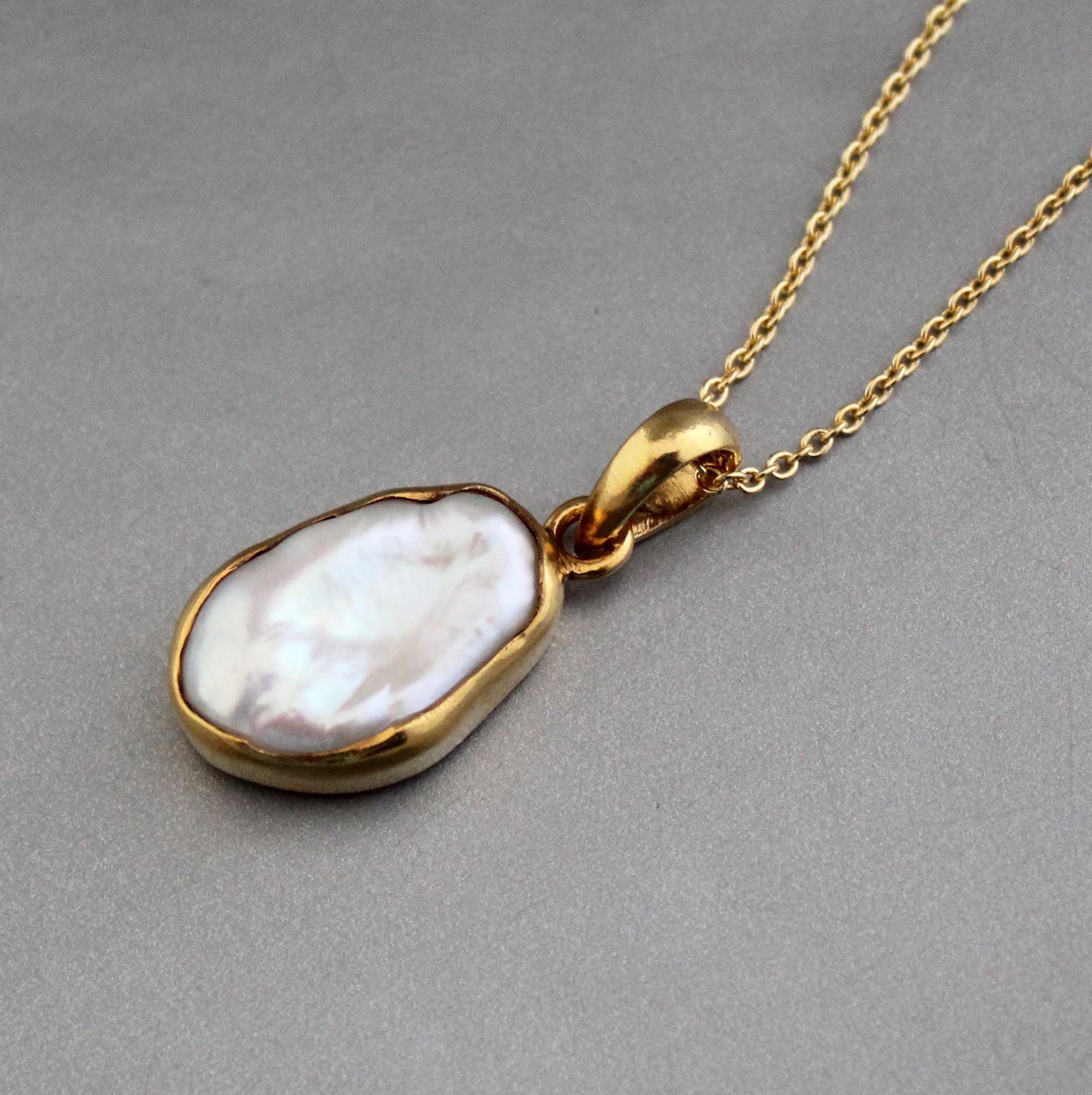 Natural Keshi Pearl Necklace, 18K Gold Necklace, Statement Necklace, Gift For Friend