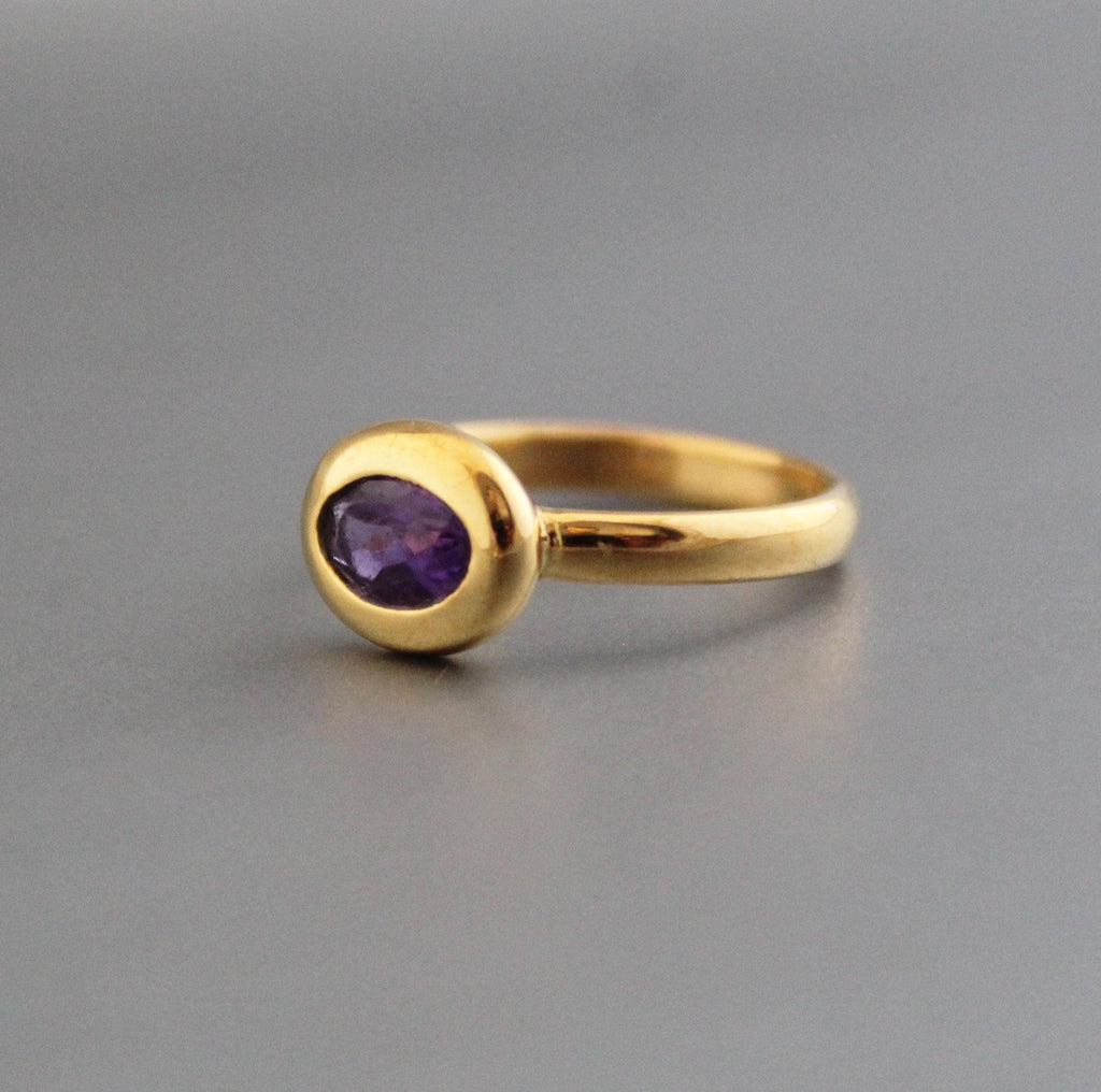 Amethyst Ring, 14K Gold Filled, Rings for Women Unique Solitaire Stackable Ring Anniversary Gift for Her Custom