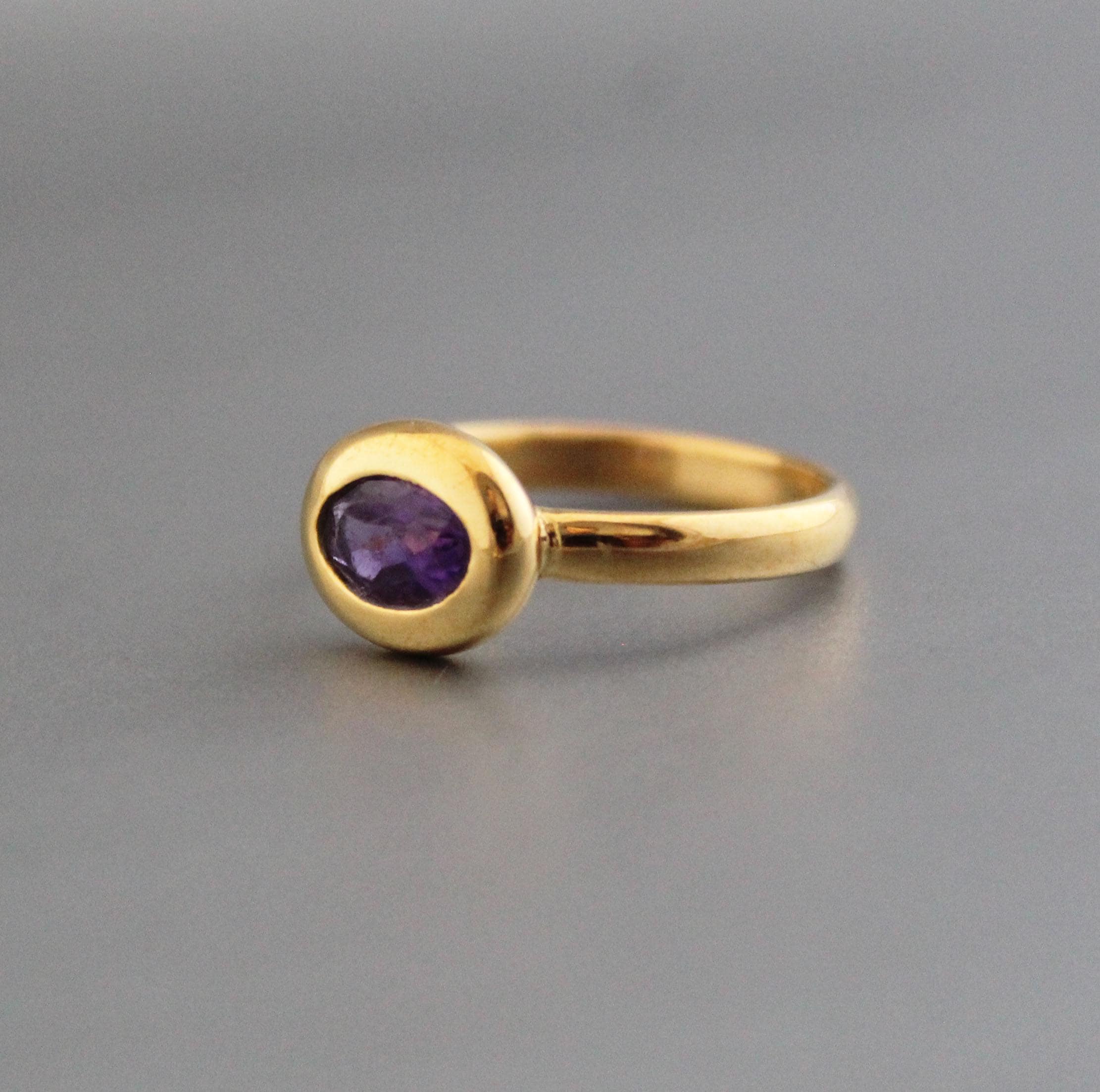 Amethyst Ring, 14K Gold Filled, Rings for Women Unique Solitaire Stackable Ring Anniversary Gift for Her Custom