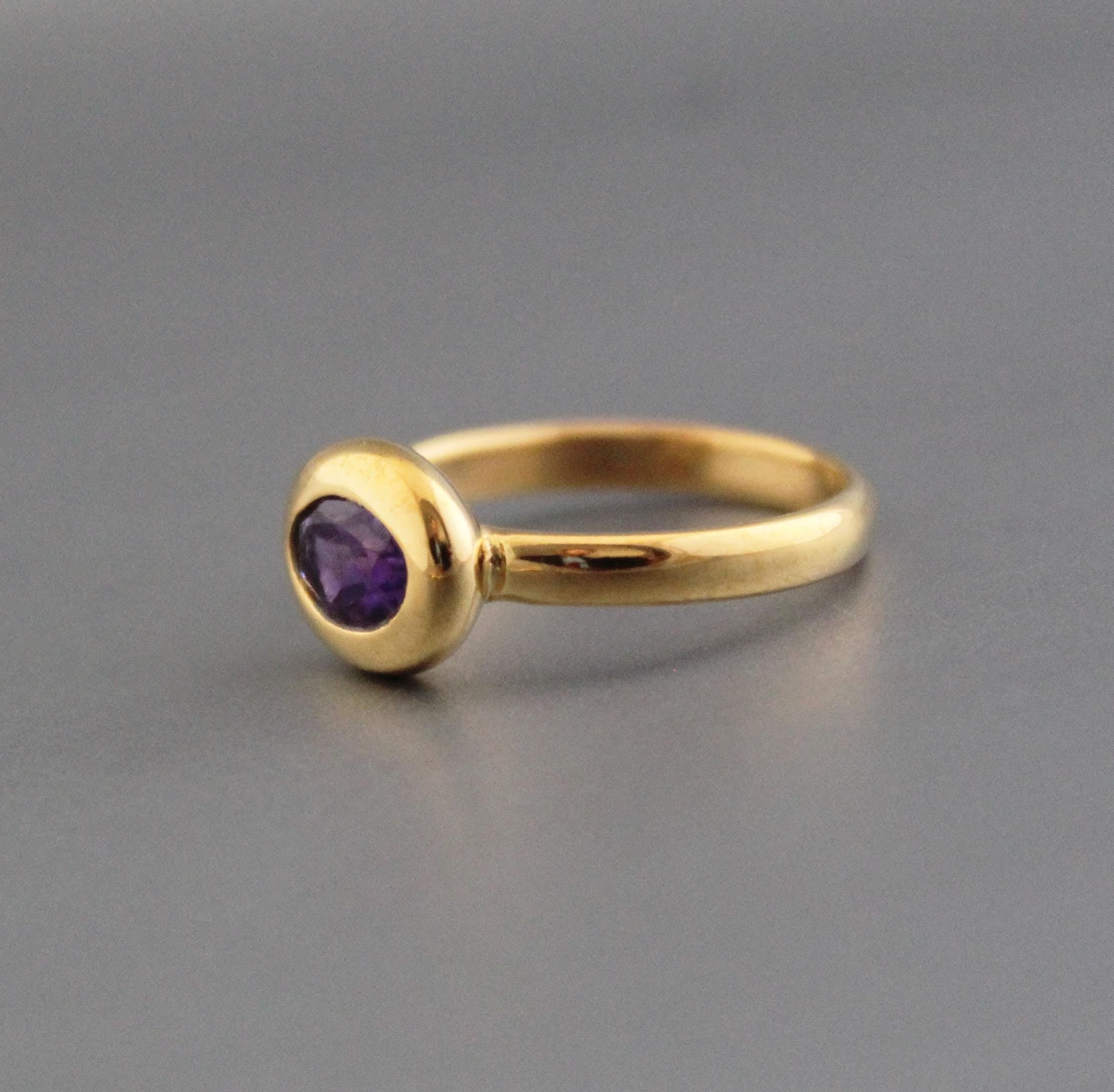 Amethyst Ring, 14K Gold Filled, Rings for Women Unique Solitaire Stackable Ring Anniversary Gift for Her Custom