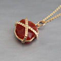 Raw Carnelian Sterling Silver Necklace, Chakra Healing Birthstone, 14K Gold vermiel,