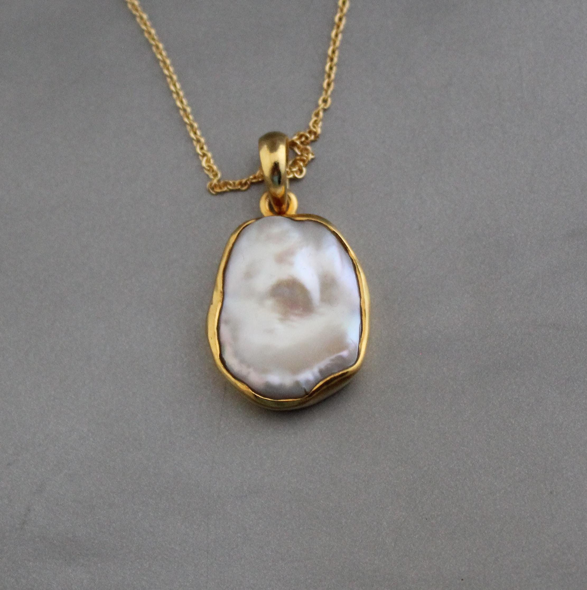 Natural Keshi Pearl Necklace in gold, Unique necklace, Unisex Necklace, 14k pearl necklace