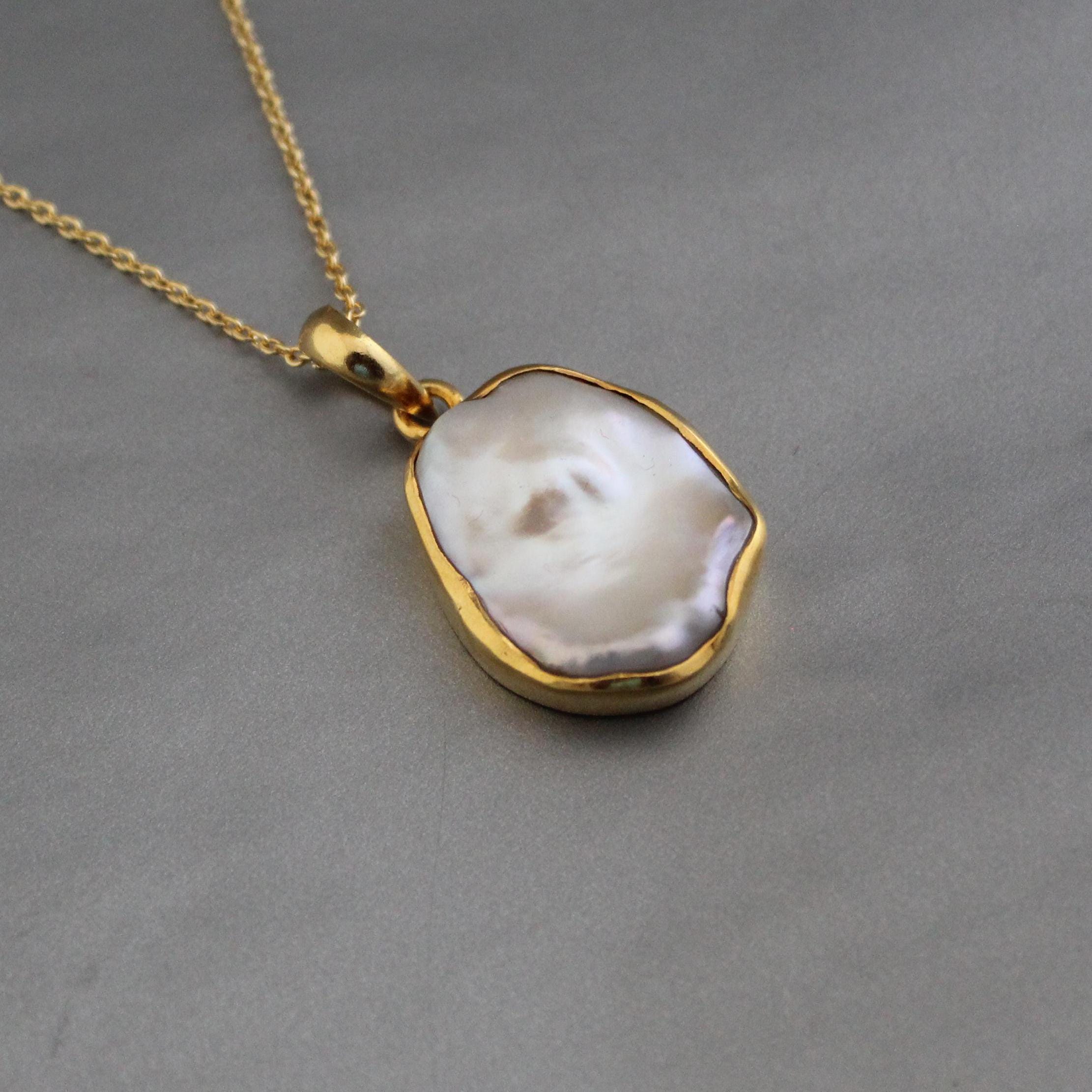 Natural Keshi Pearl Necklace in gold, Unique necklace, Unisex Necklace, 14k pearl necklace