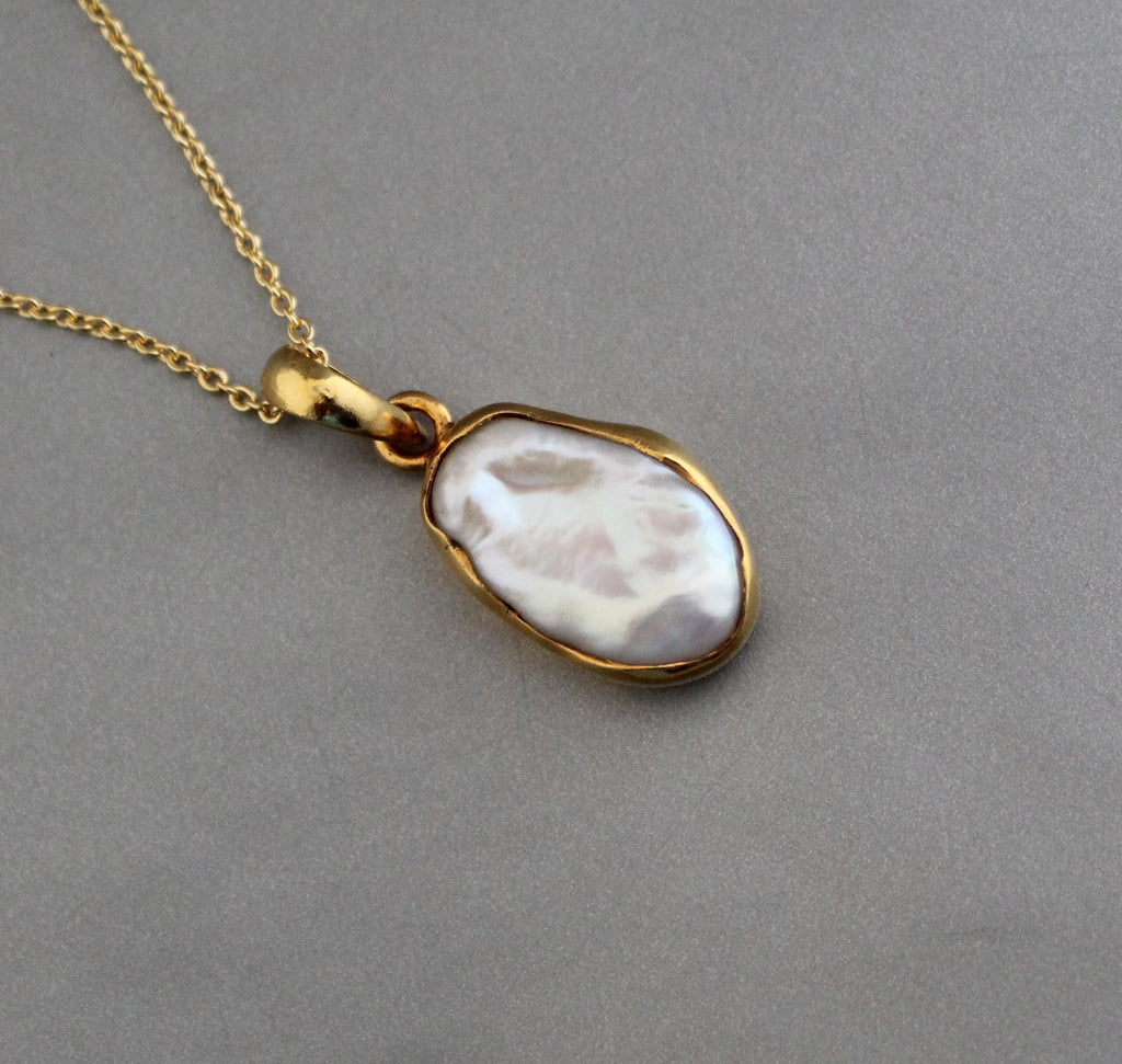 Natural Keshi Pearl Necklace, 18K Gold Necklace, Statement Necklace, Gift For Friend