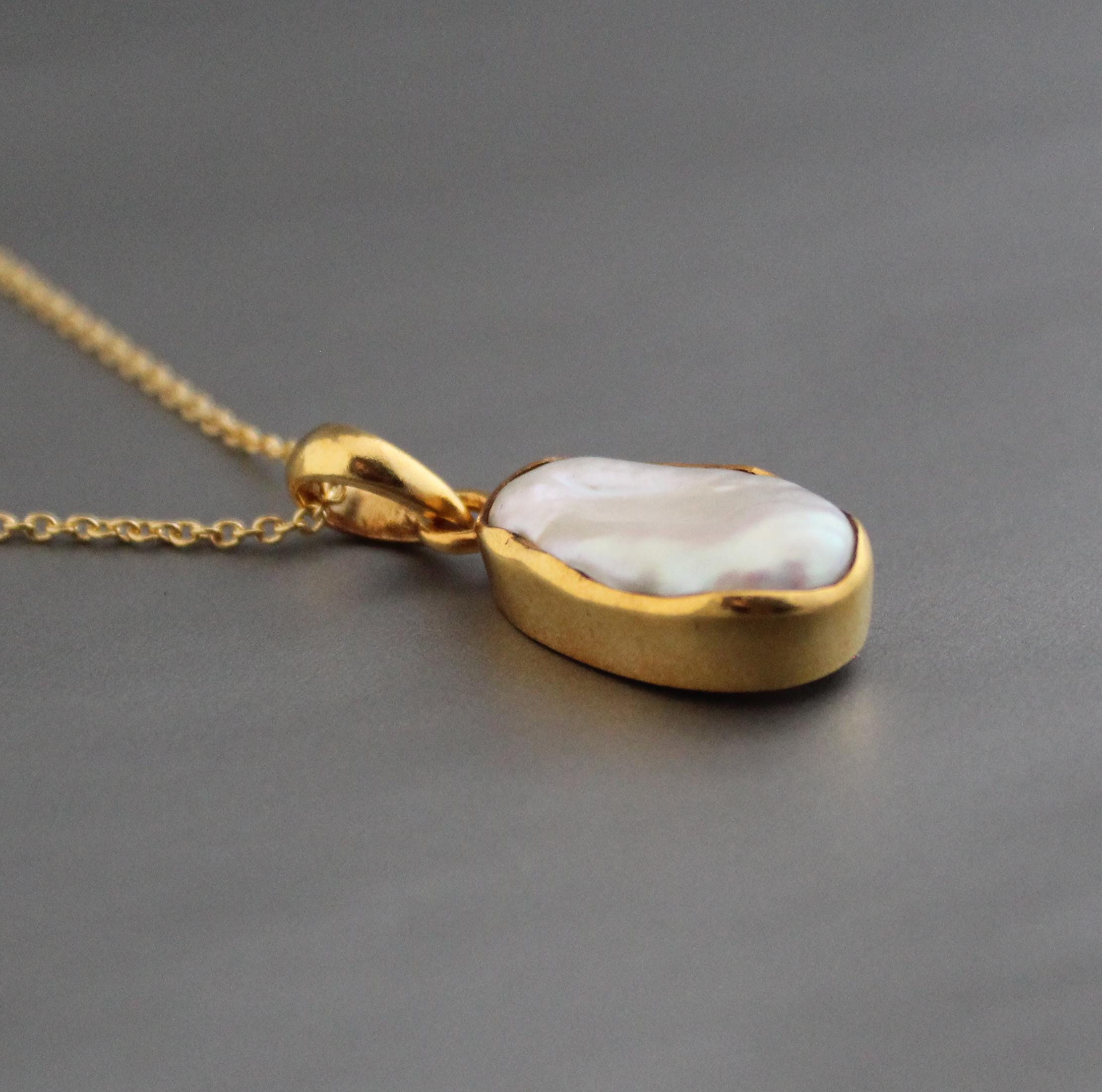 Natural Keshi Pearl Necklace, 18K Gold Necklace, Statement Necklace, Gift For Friend