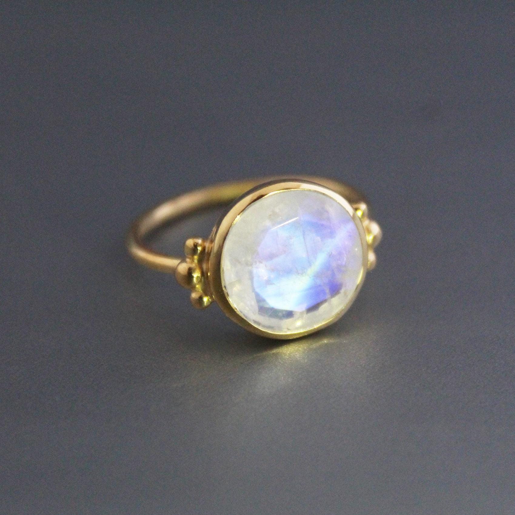 Rainbow Moonstone Ring, 18k Gold Plated Sterling Silver, Bohemian Jewelry, Rainbow Ring, Engagement ring, gemstone silver ring