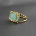 Aqua Chalcedony Gold Plated Sterling Silver Ring, Dainty Gemstone Statement Ring for Women, gemstone ring, Gold plated ring, Gift for Mom