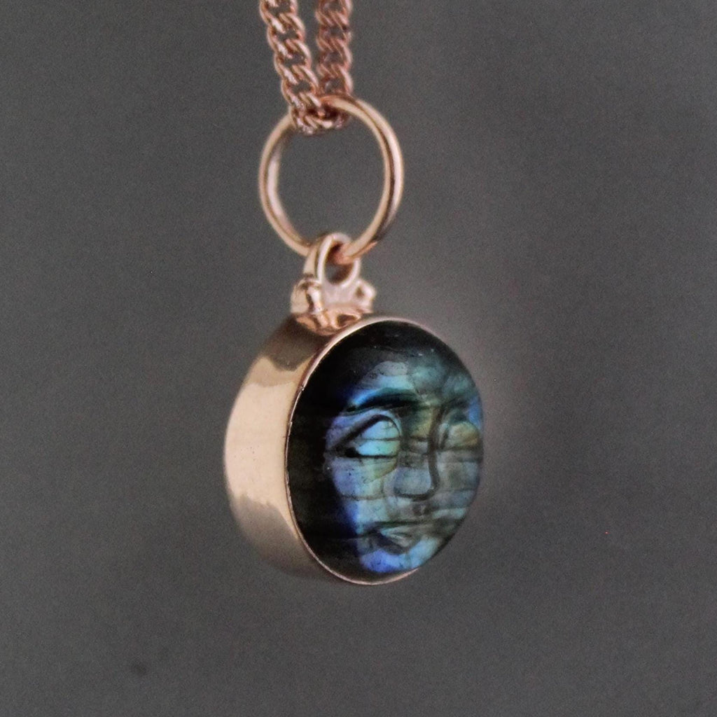 Celestial Jewelry Labradorite Pendant, Rose Gold Necklace, Sterling Silver, Aura Protection, Gift For Sister