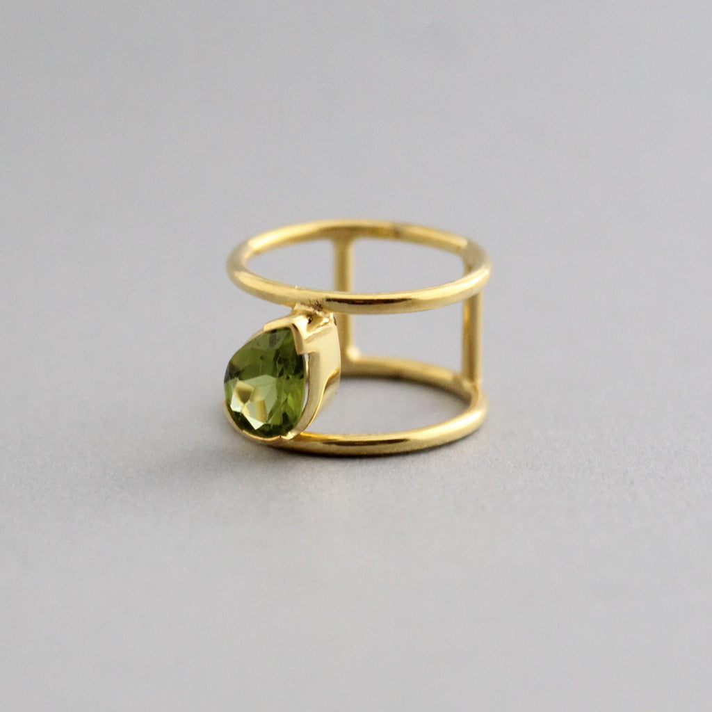Pear Cut Peridot Ring: Handmade 925 Sterling Silver Crystal