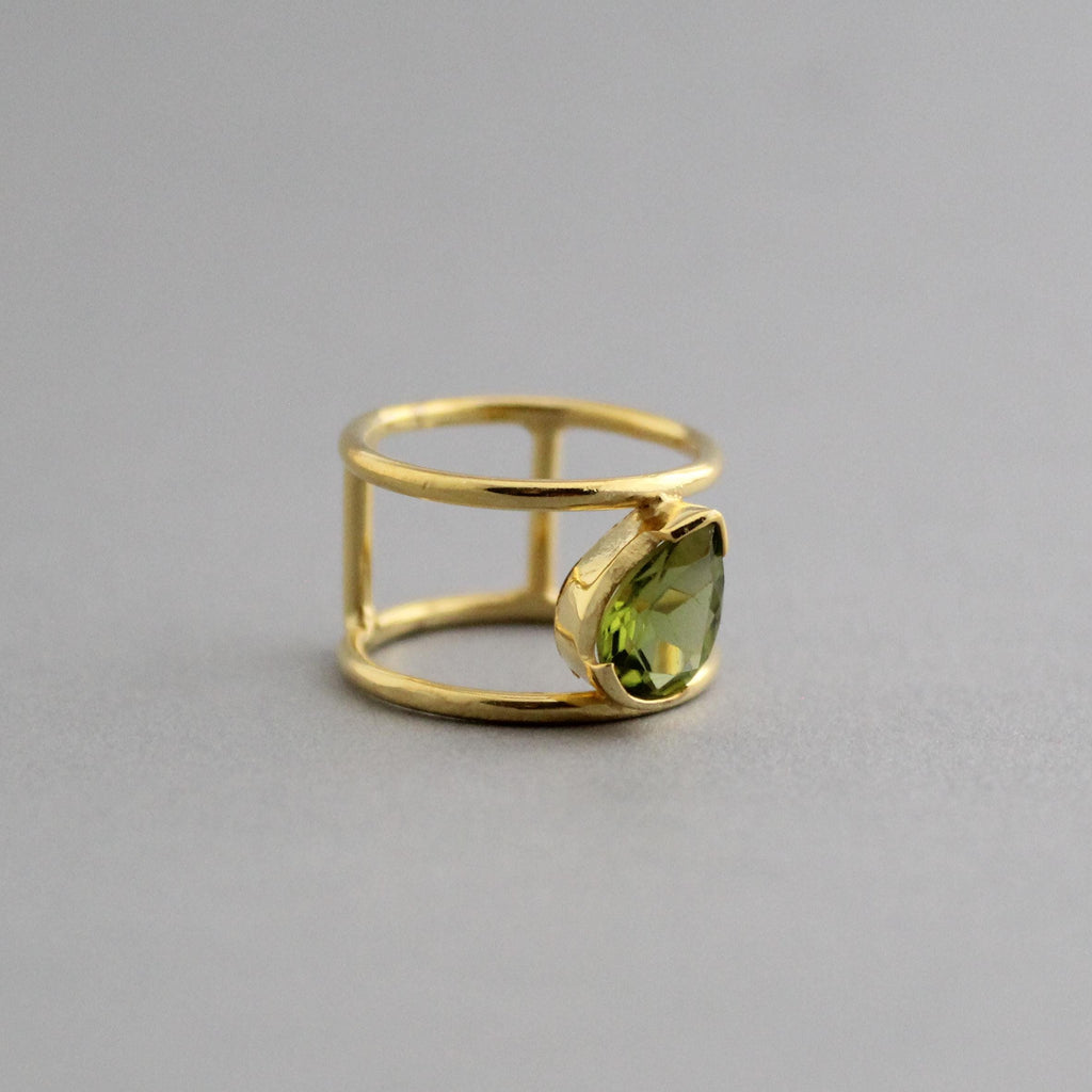 Pear Cut Peridot Ring: Handmade 925 Sterling Silver Crystal