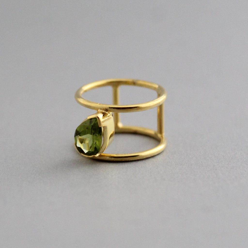 Pear Cut Peridot Ring: Handmade 925 Sterling Silver Crystal