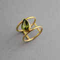 Pear Cut Peridot Ring: Handmade 925 Sterling Silver Crystal