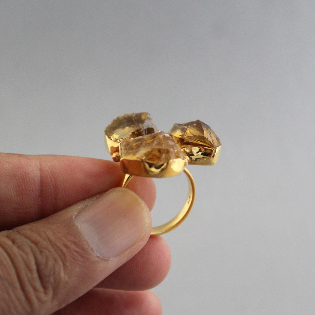 Raw Citrine Ring, November Birthstone, Citrine Jewelry, 18K Gold ring, Gift for Mom