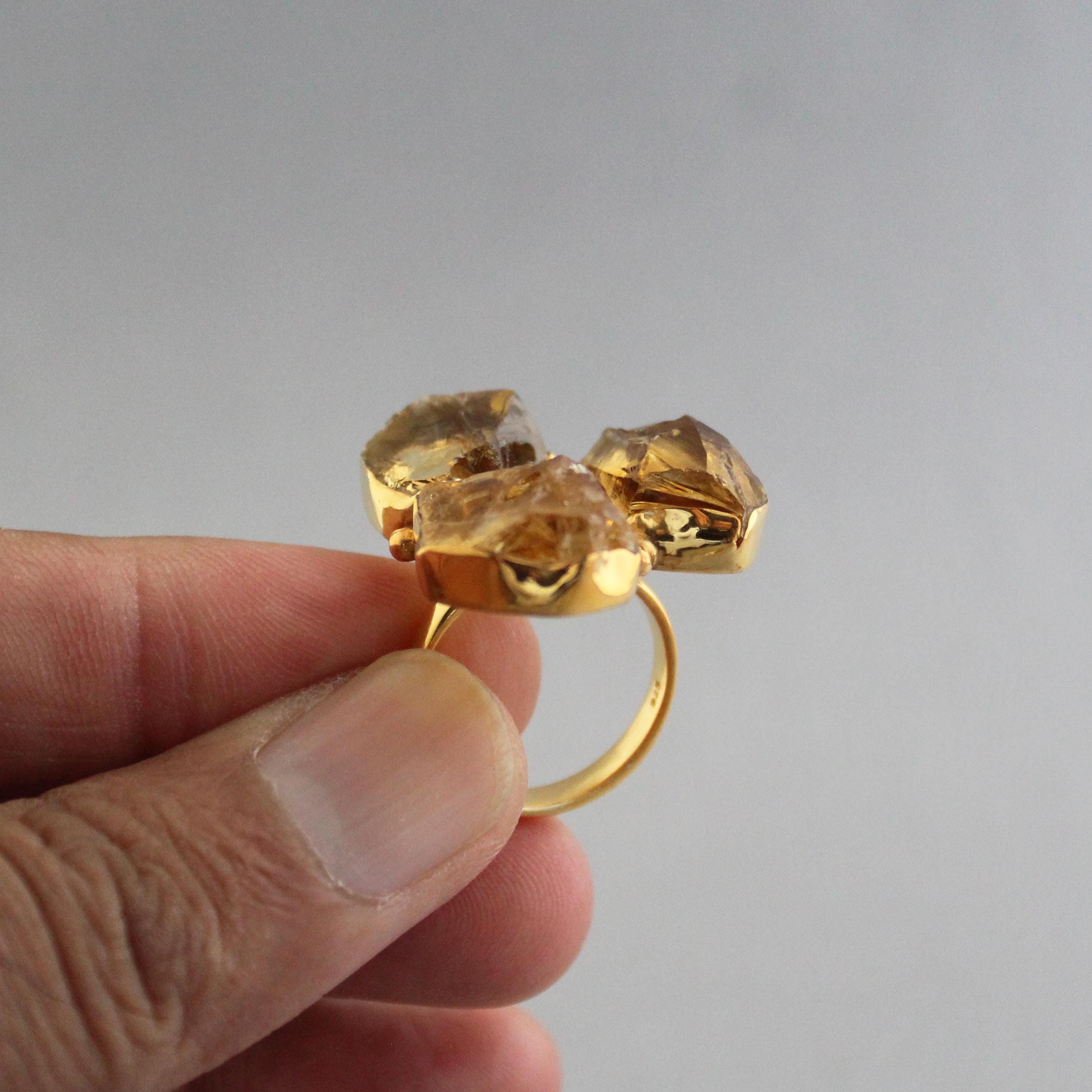 Raw Citrine Ring, November Birthstone, Citrine Jewelry, 18K Gold ring, Gift for Mom
