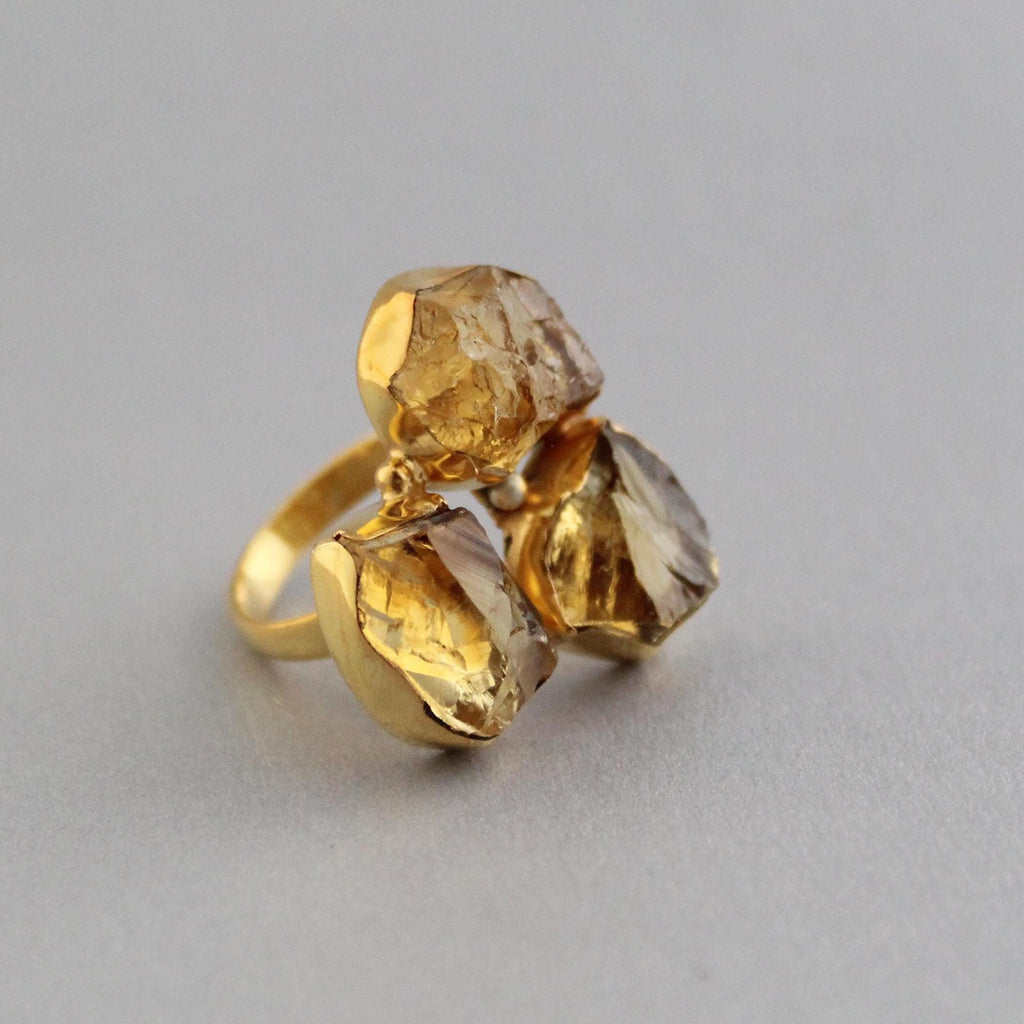 Raw Citrine Ring, November Birthstone, Citrine Jewelry, 18K Gold ring, Gift for Mom
