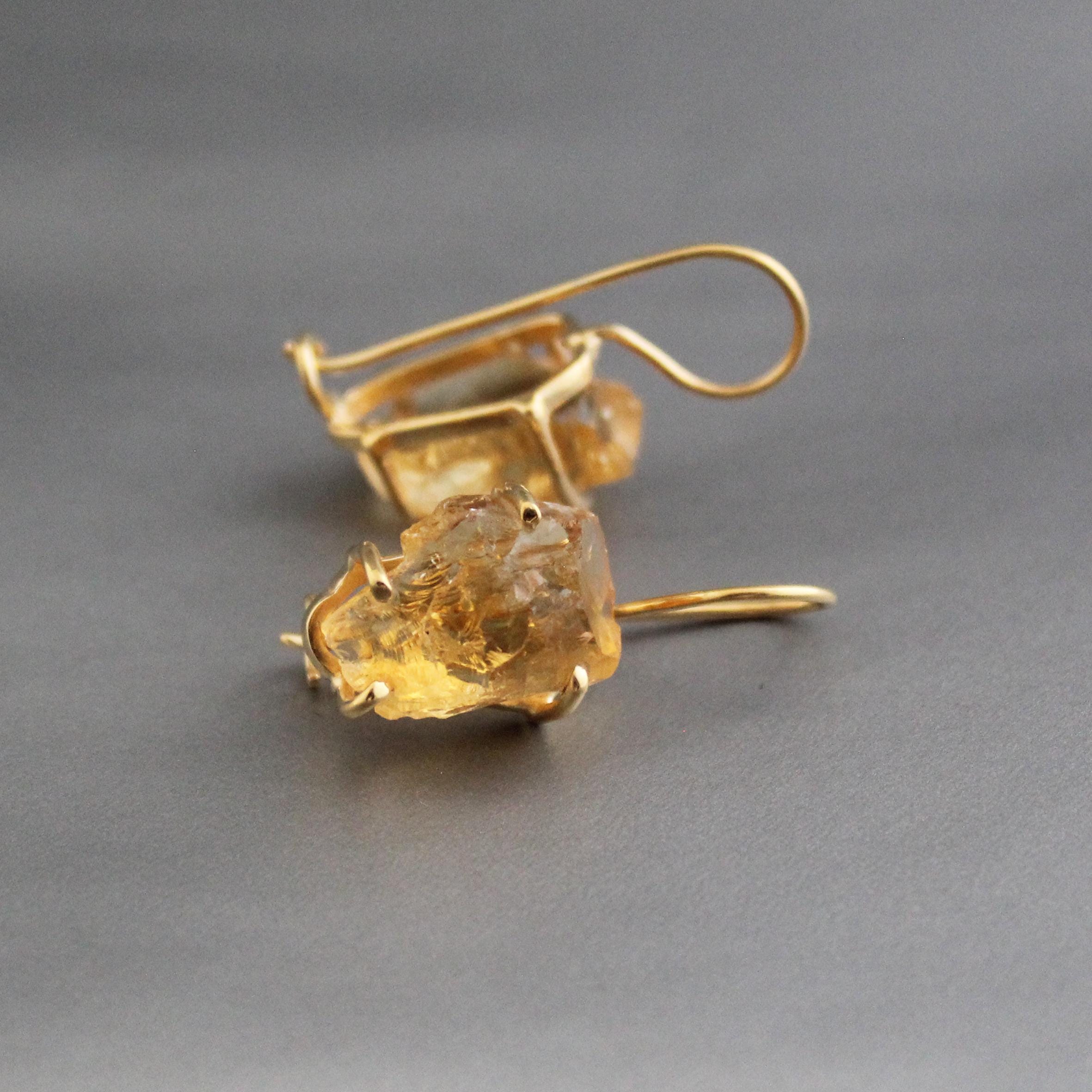 Raw Citrine Earrings: Sterling Silver, November Birthstone