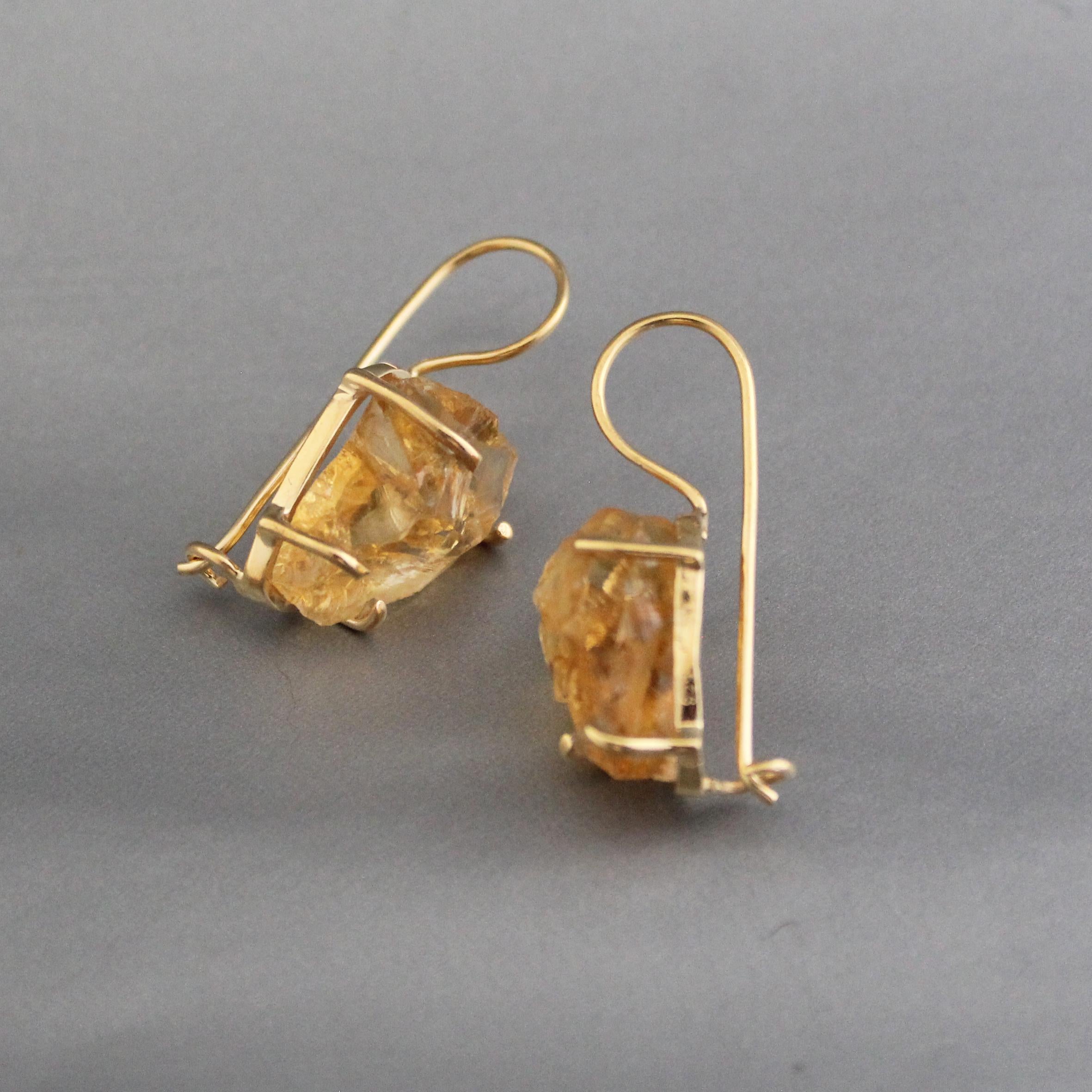 Raw Citrine Earrings: Sterling Silver, November Birthstone