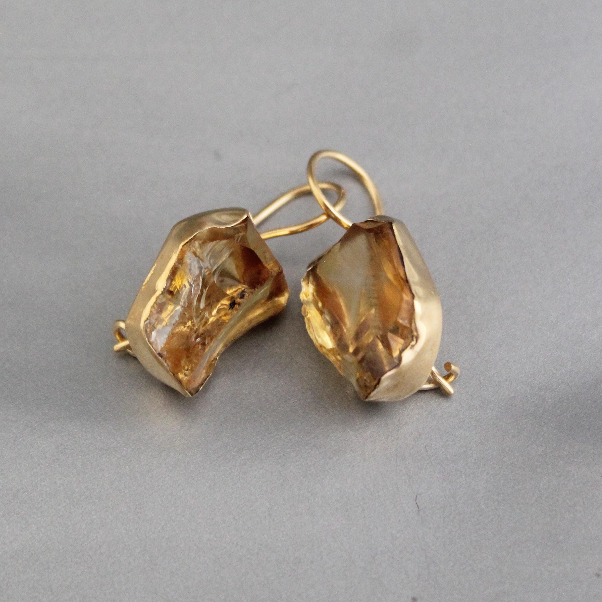 Raw Citrine Earring, Gold earrings, Raw Crystal Earrings, Raw Stone Earrings, Boho Earring, Birthday gift Ideas, November Birthstone Jewelry