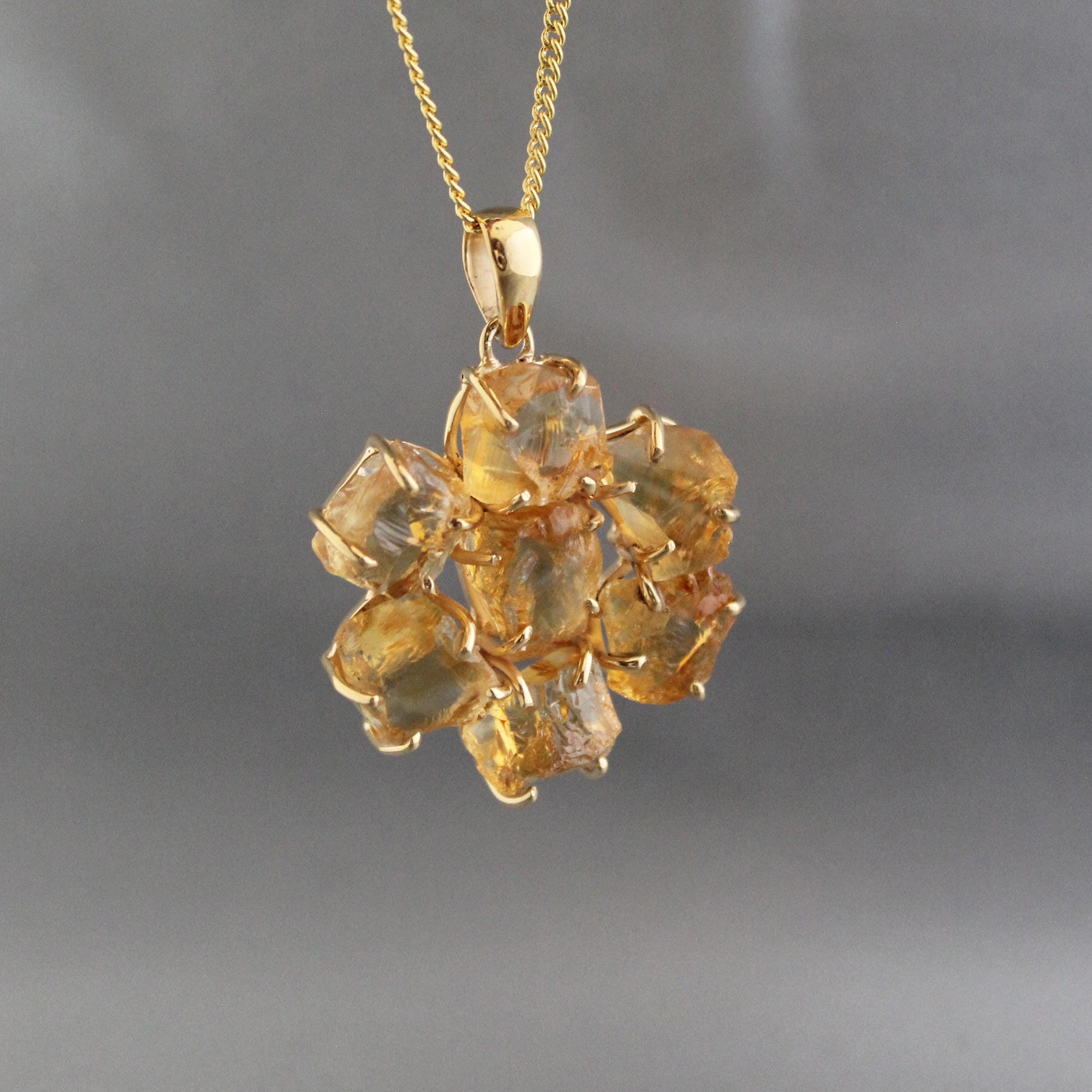 Raw Citrine Necklace, Handmade Raw Crystal Necklace, Unique Necklace for Healing Energy, November Birthstone Jewelry, Gift for Mom