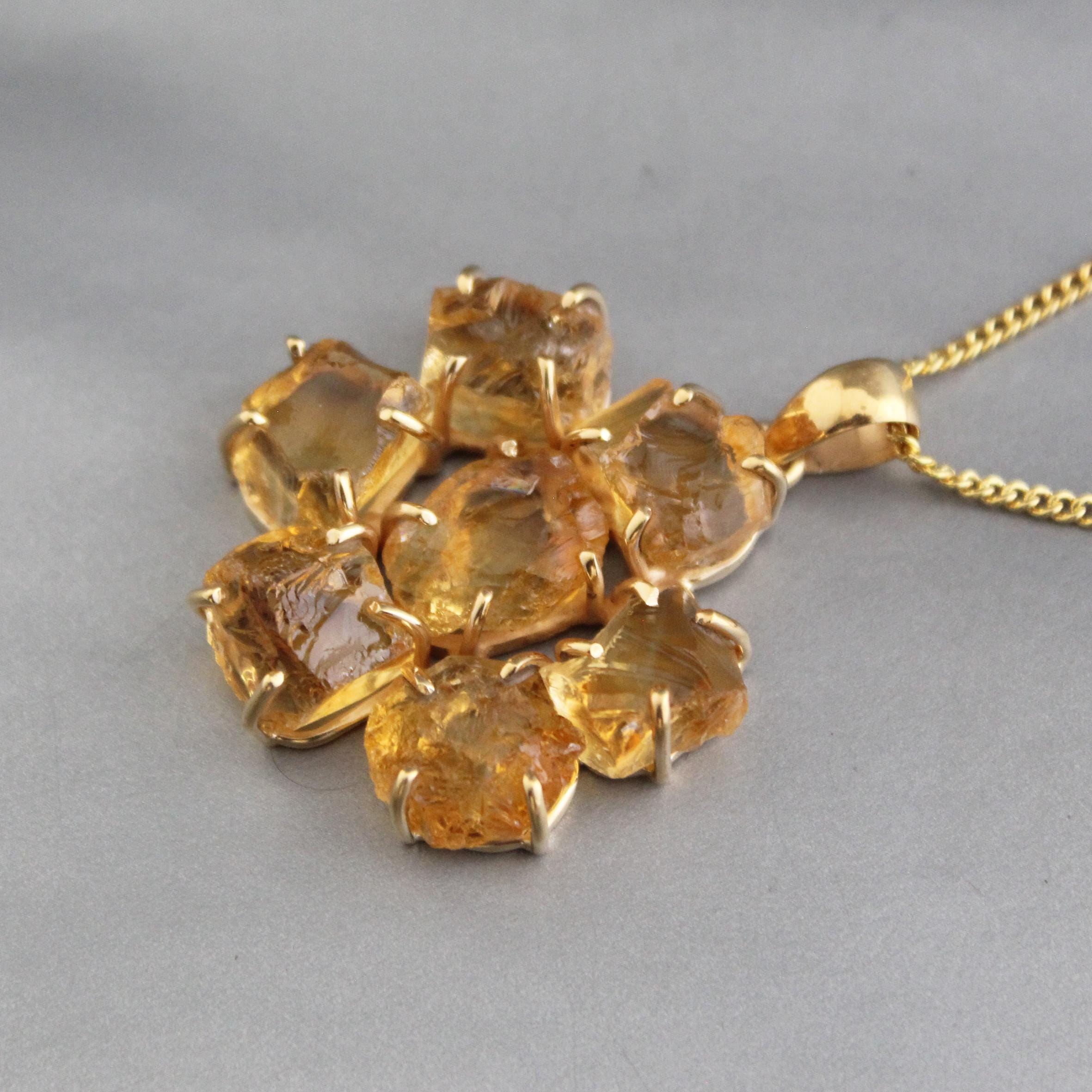 Raw Citrine Necklace, Handmade Raw Crystal Necklace, Unique Necklace for Healing Energy, November Birthstone Jewelry, Gift for Mom