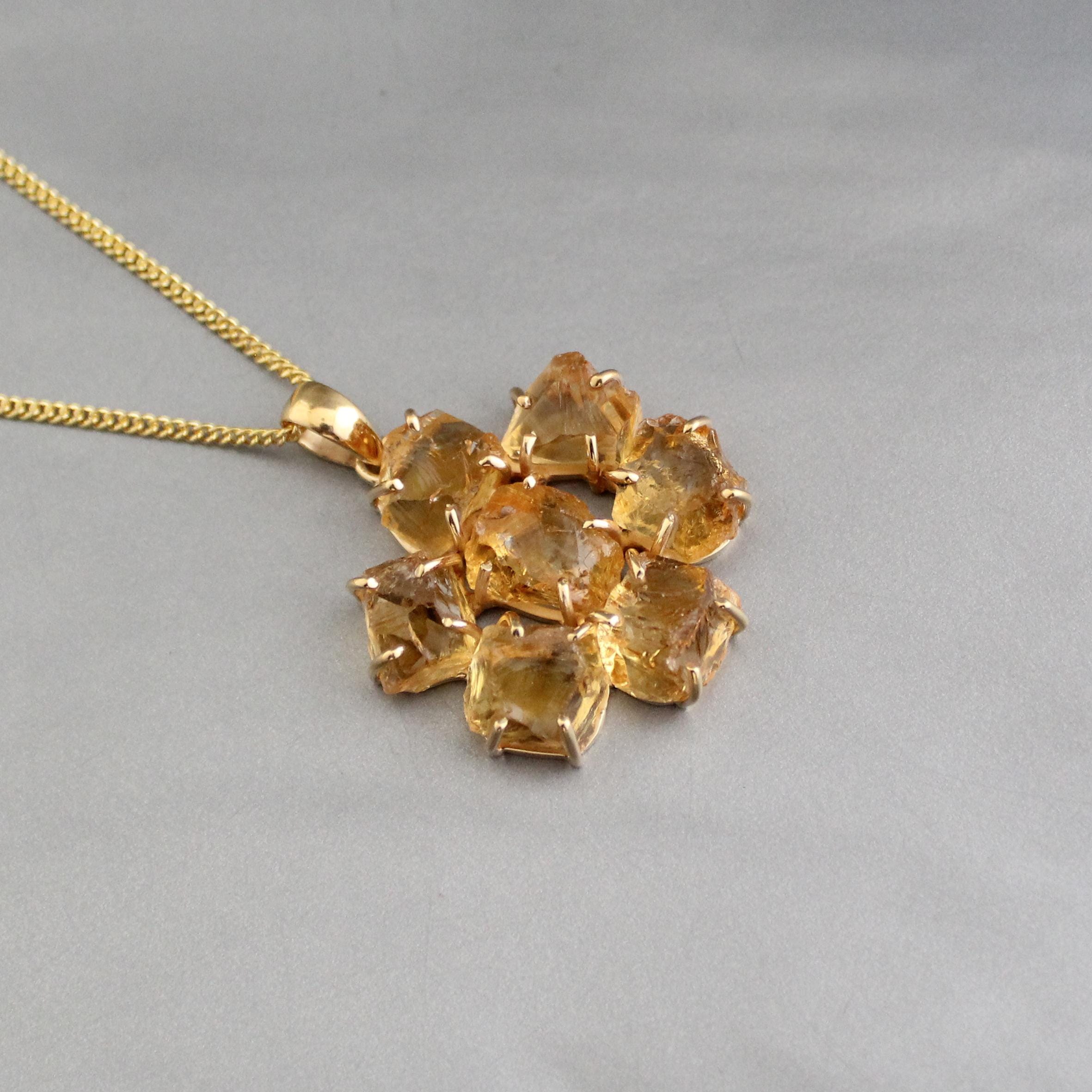 Raw Citrine Necklace, Handmade Raw Crystal Necklace, Unique Necklace for Healing Energy, November Birthstone Jewelry, Gift for Mom