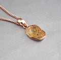 Raw Citrine Necklace: Sterling Silver Rose Gold Pendant, November Birthstone
