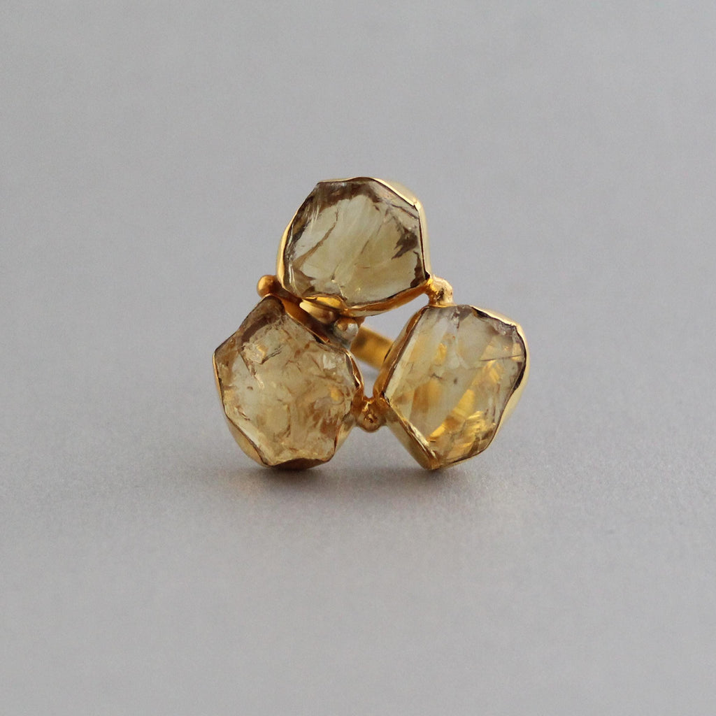 Raw Citrine Ring, November Birthstone, Citrine Jewelry, 18K Gold ring, Gift for Mom