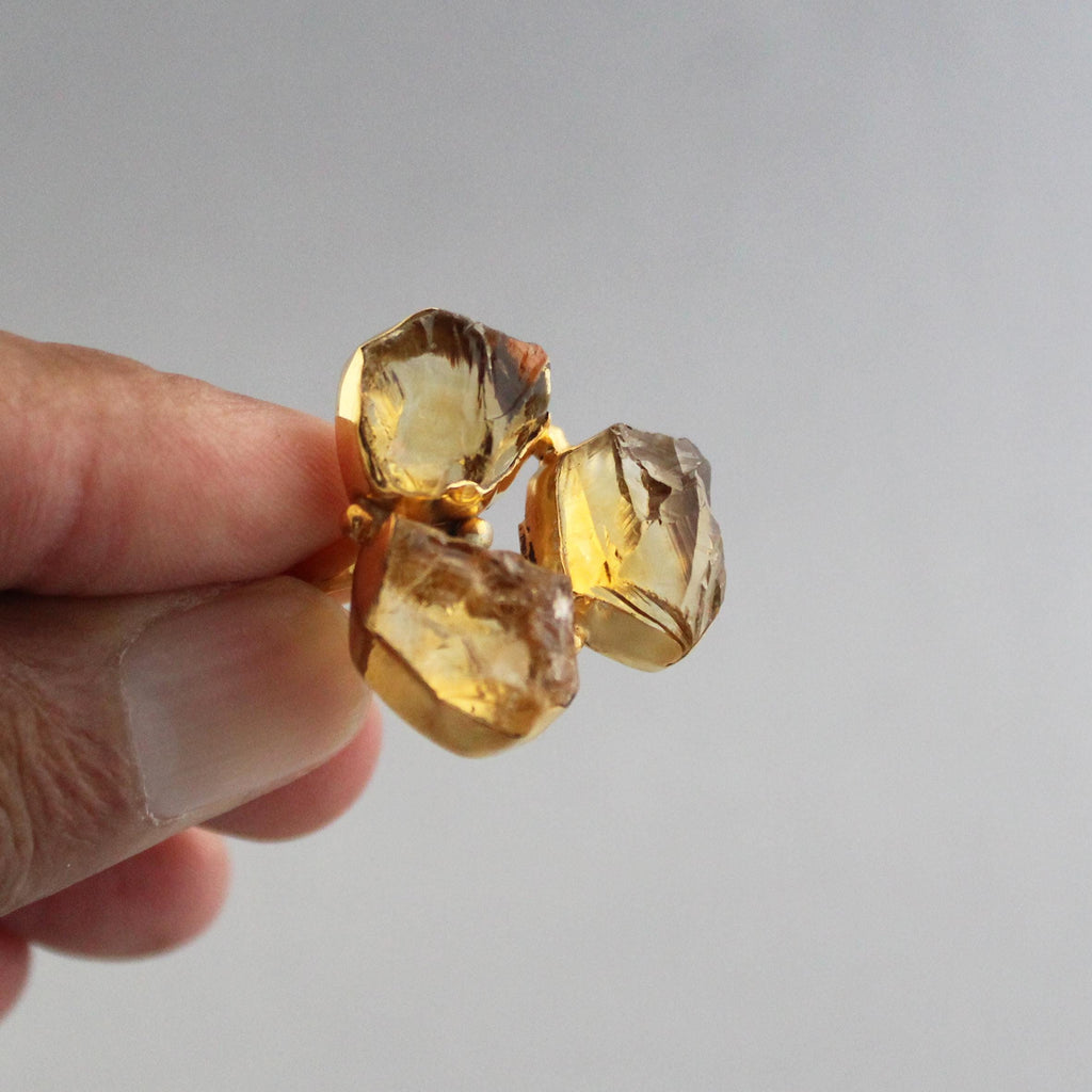 Raw Citrine Ring, November Birthstone, Citrine Jewelry, 18K Gold ring, Gift for Mom
