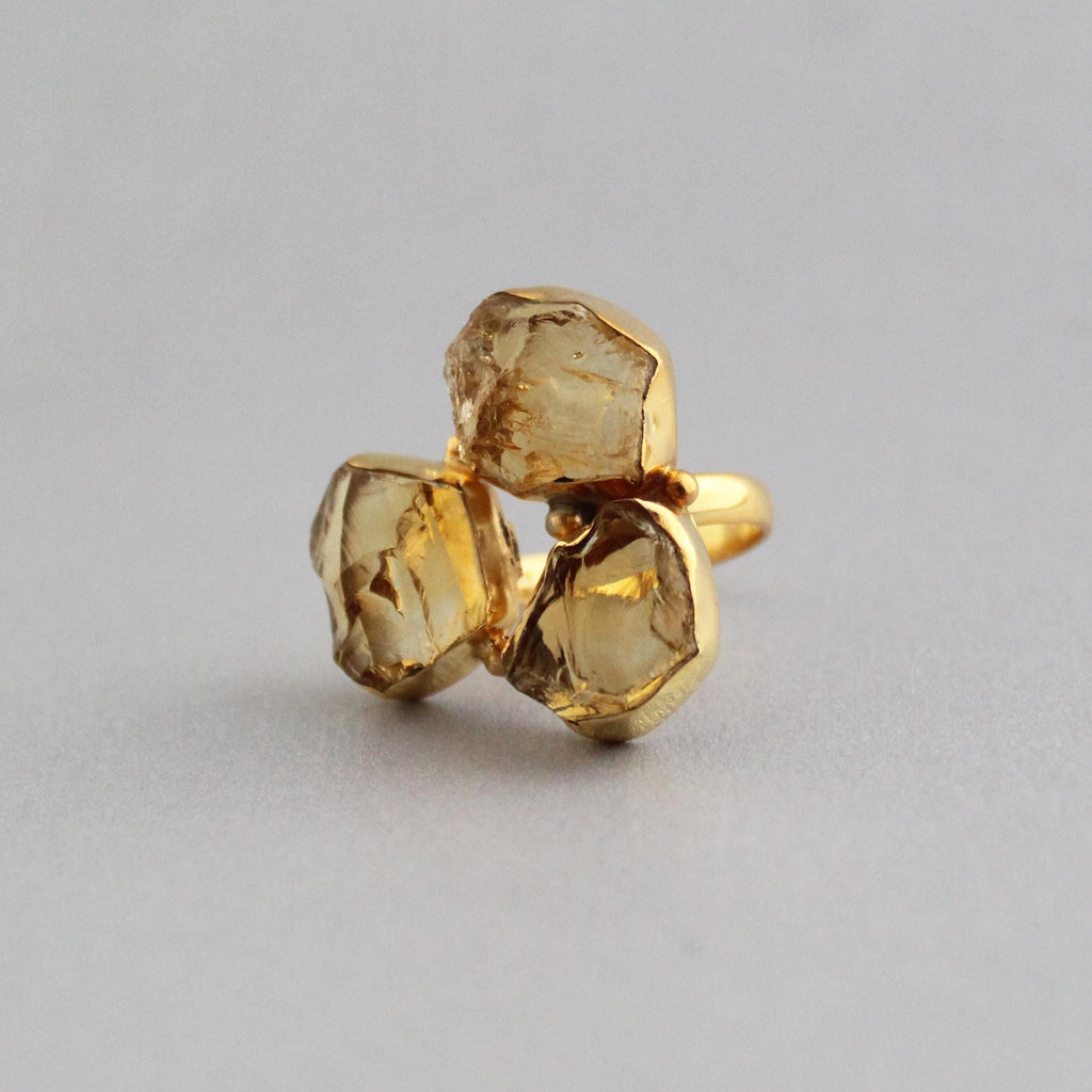 Raw Citrine Ring, November Birthstone, Citrine Jewelry, 18K Gold ring, Gift for Mom