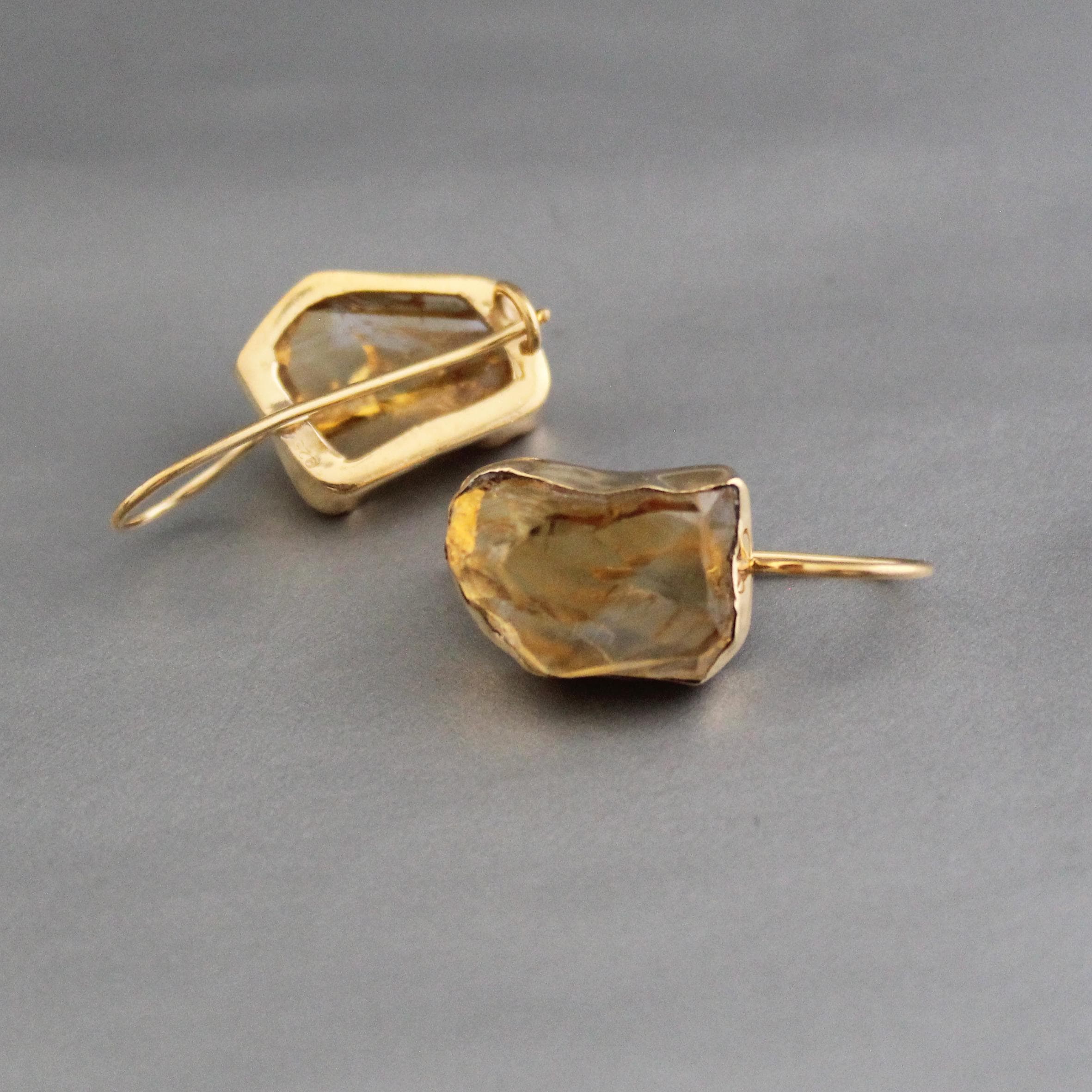 Raw Citrine Earring, Gold earrings, Raw Crystal Earrings, Raw Stone Earrings, Boho Earring, Birthday gift Ideas, November Birthstone Jewelry