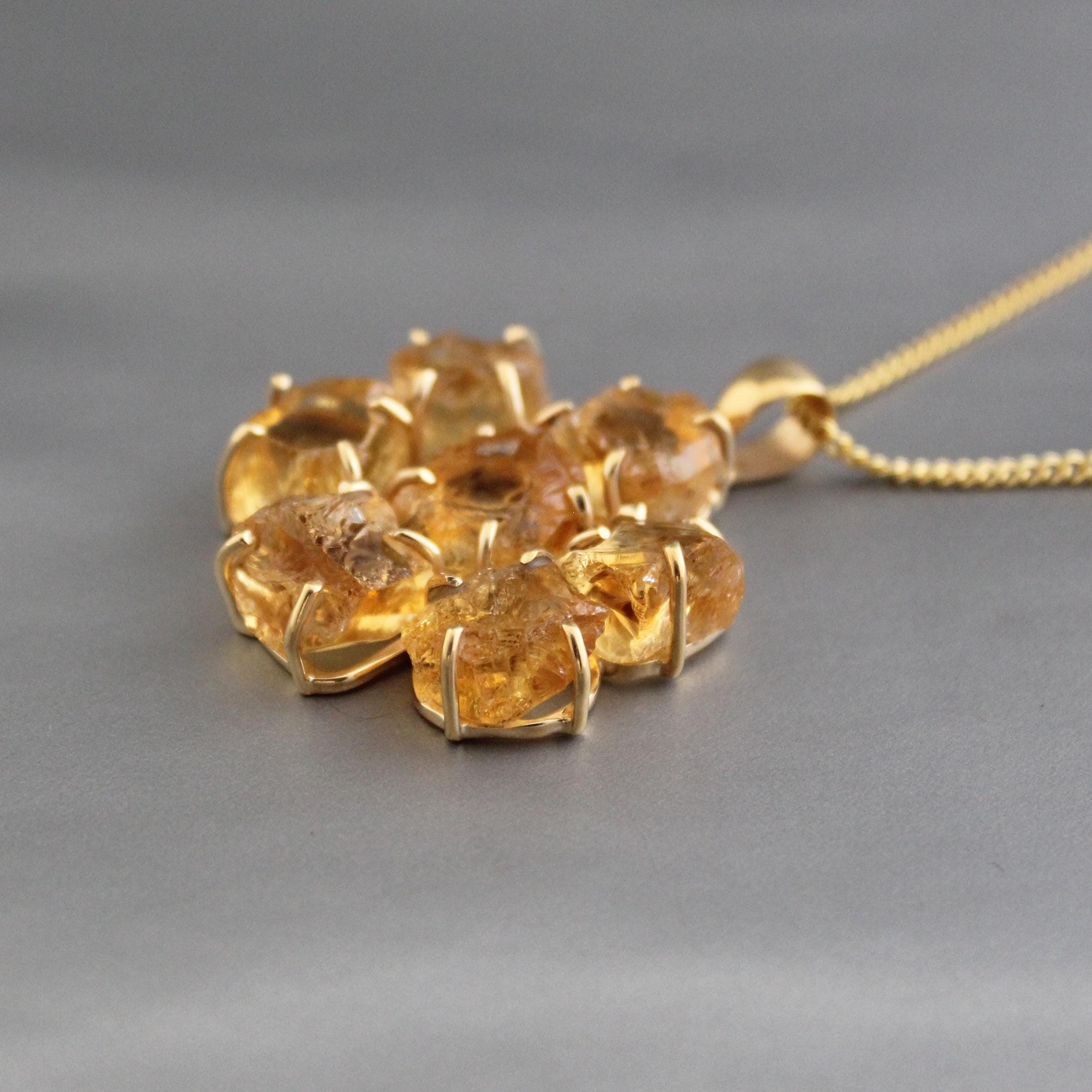 Raw Citrine Necklace, Handmade Raw Crystal Necklace, Unique Necklace for Healing Energy, November Birthstone Jewelry, Gift for Mom