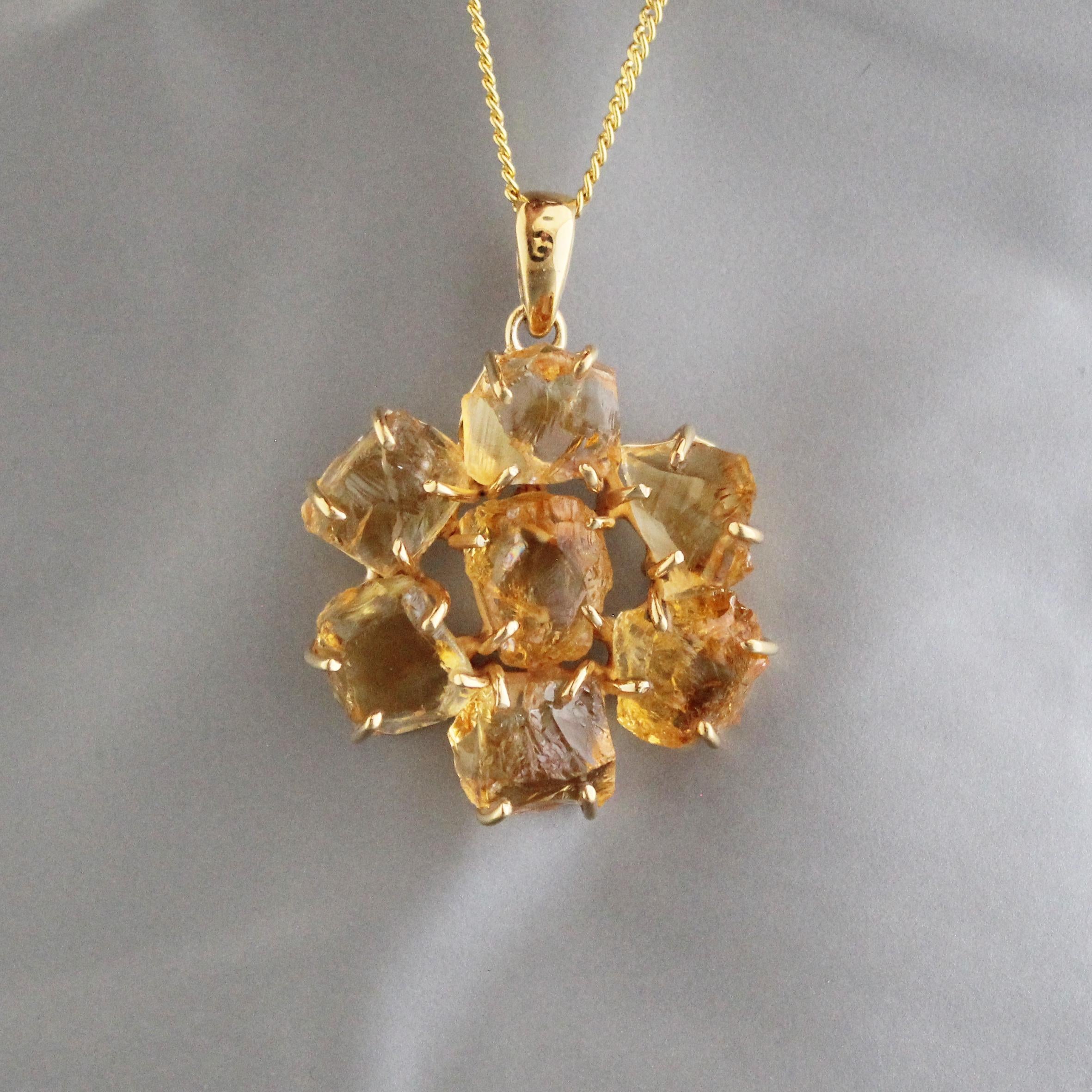 Raw Citrine Necklace, Handmade Raw Crystal Necklace, Unique Necklace for Healing Energy, November Birthstone Jewelry, Gift for Mom