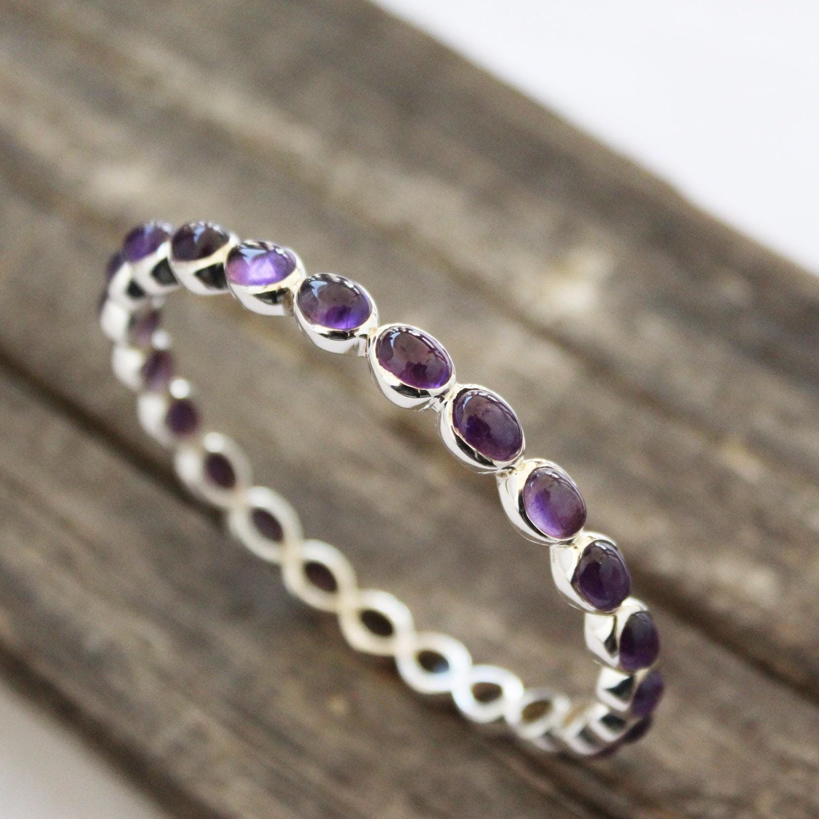 Amethyst Crystal Bracelet, Sterling Silver, Christmas Gift, February Birthstone, Anxiety Relief
