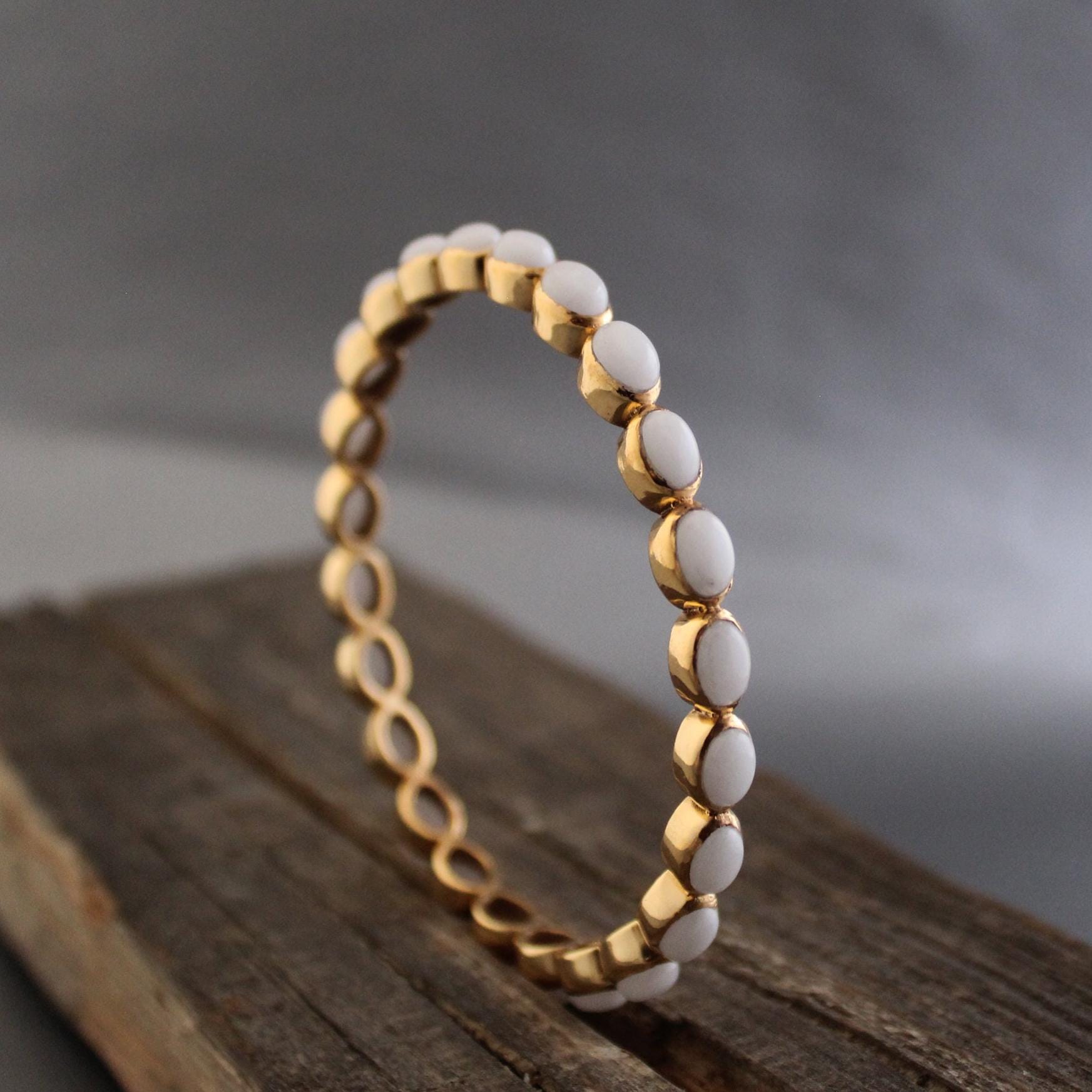 White Agate Bracelet, 14K Gold, Bridal Jewelry Gift, Gift For Her, Healing Crystal Jewelry, Birthday Gift