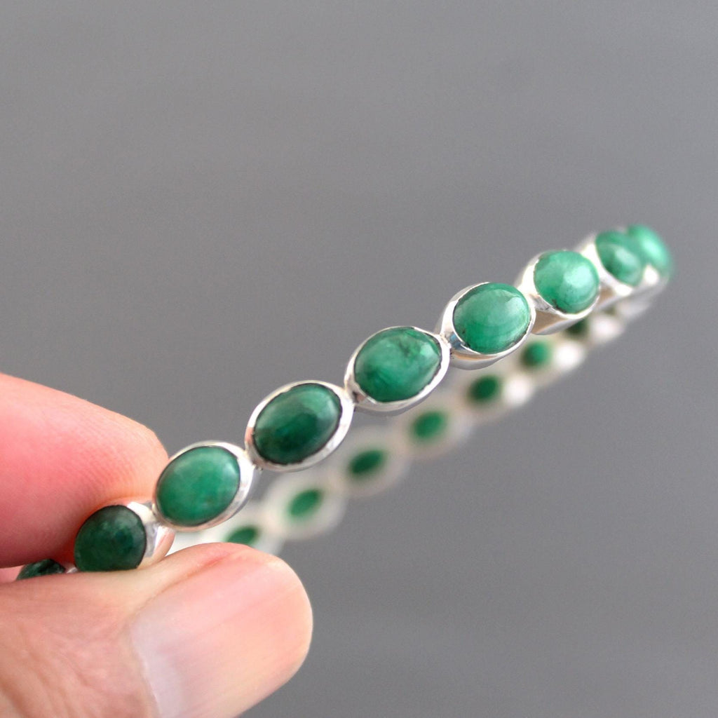 Green Emerald Bracelet, Sterling Silver, Bridal Jewelry, May Birthstone, Mothers Day Gift