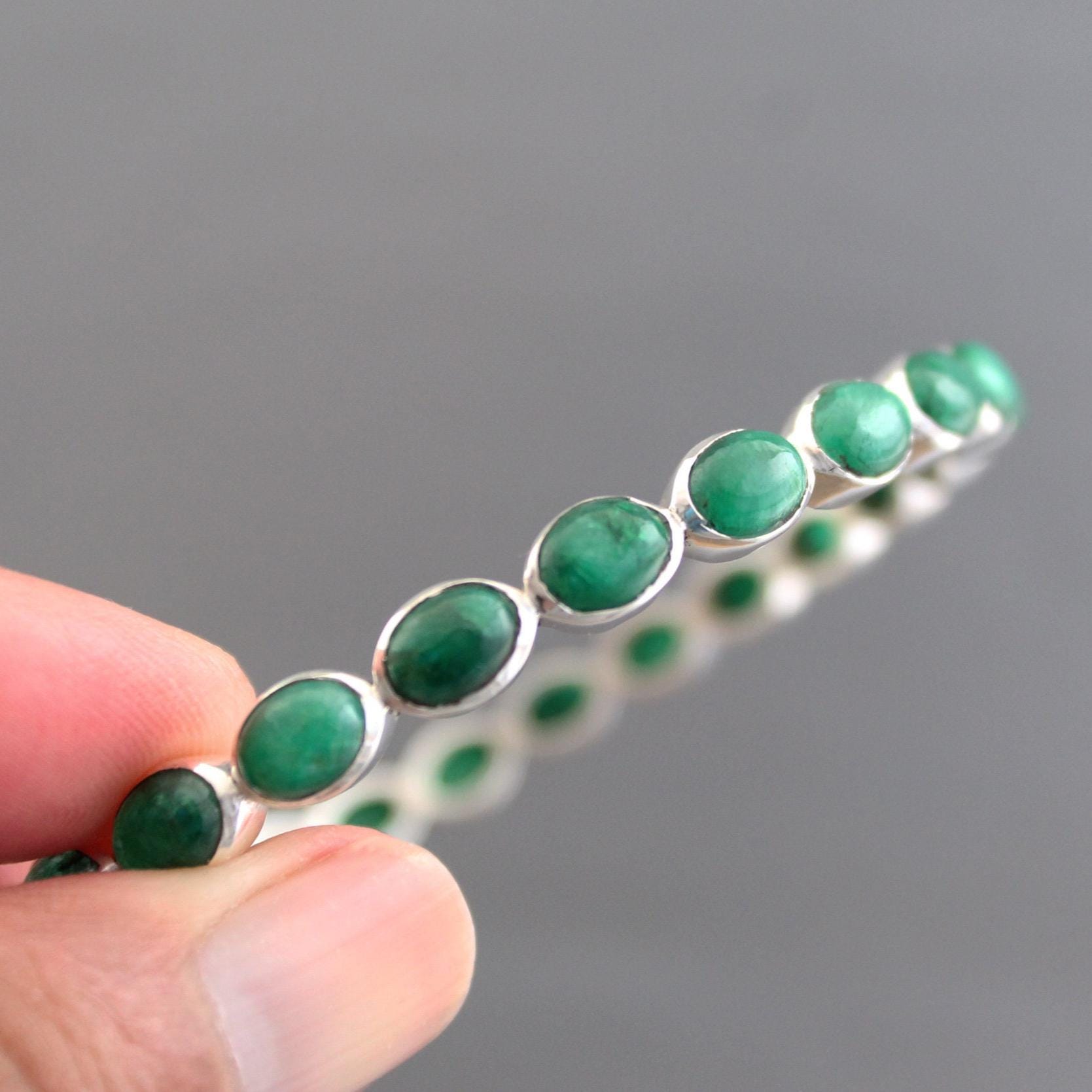 Green Emerald Bracelet, Sterling Silver, Bridal Jewelry, May Birthstone, Mothers Day Gift