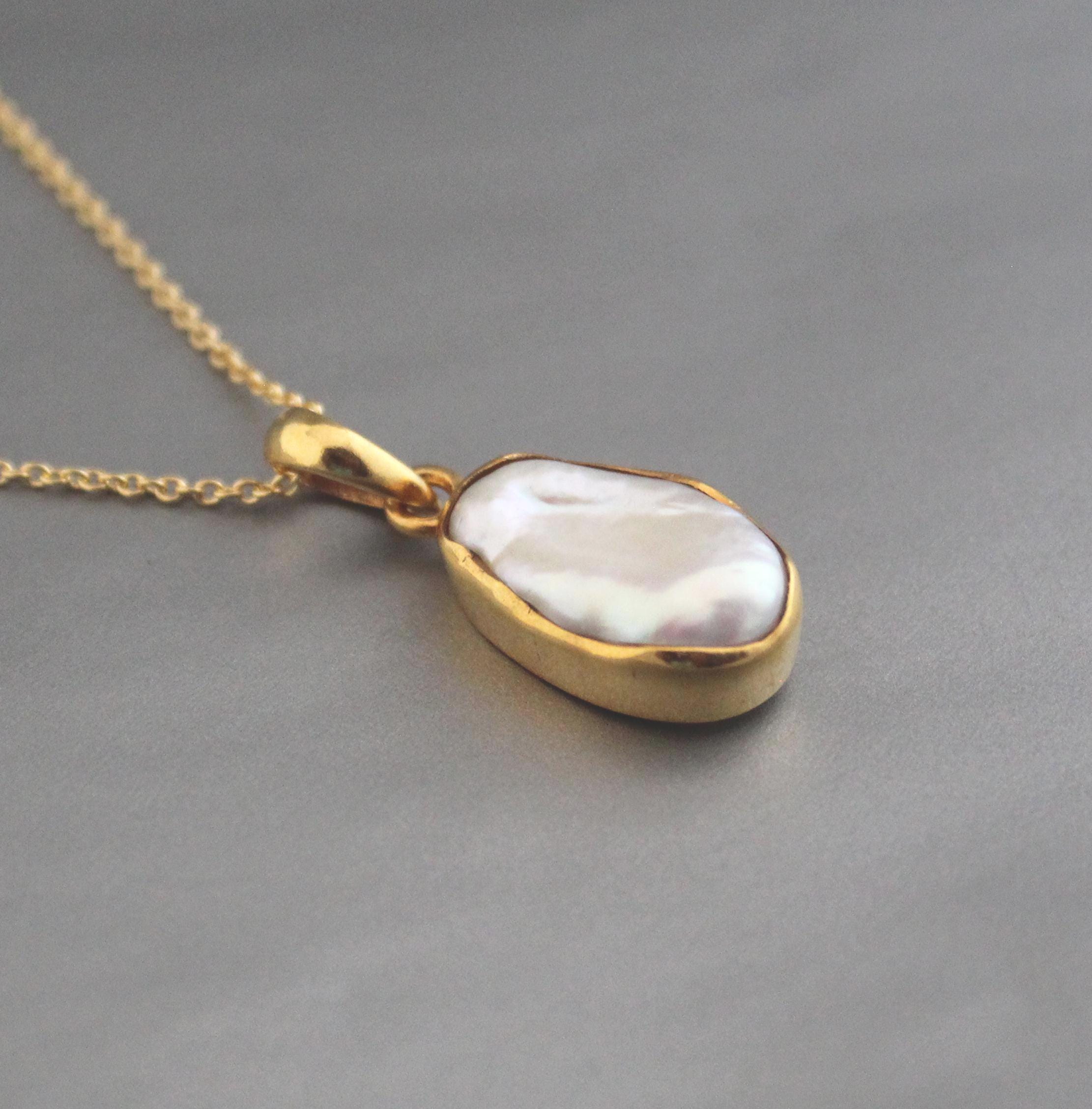 Natural Keshi Pearl Necklace, 18K Gold Necklace, Statement Necklace, Gift For Friend