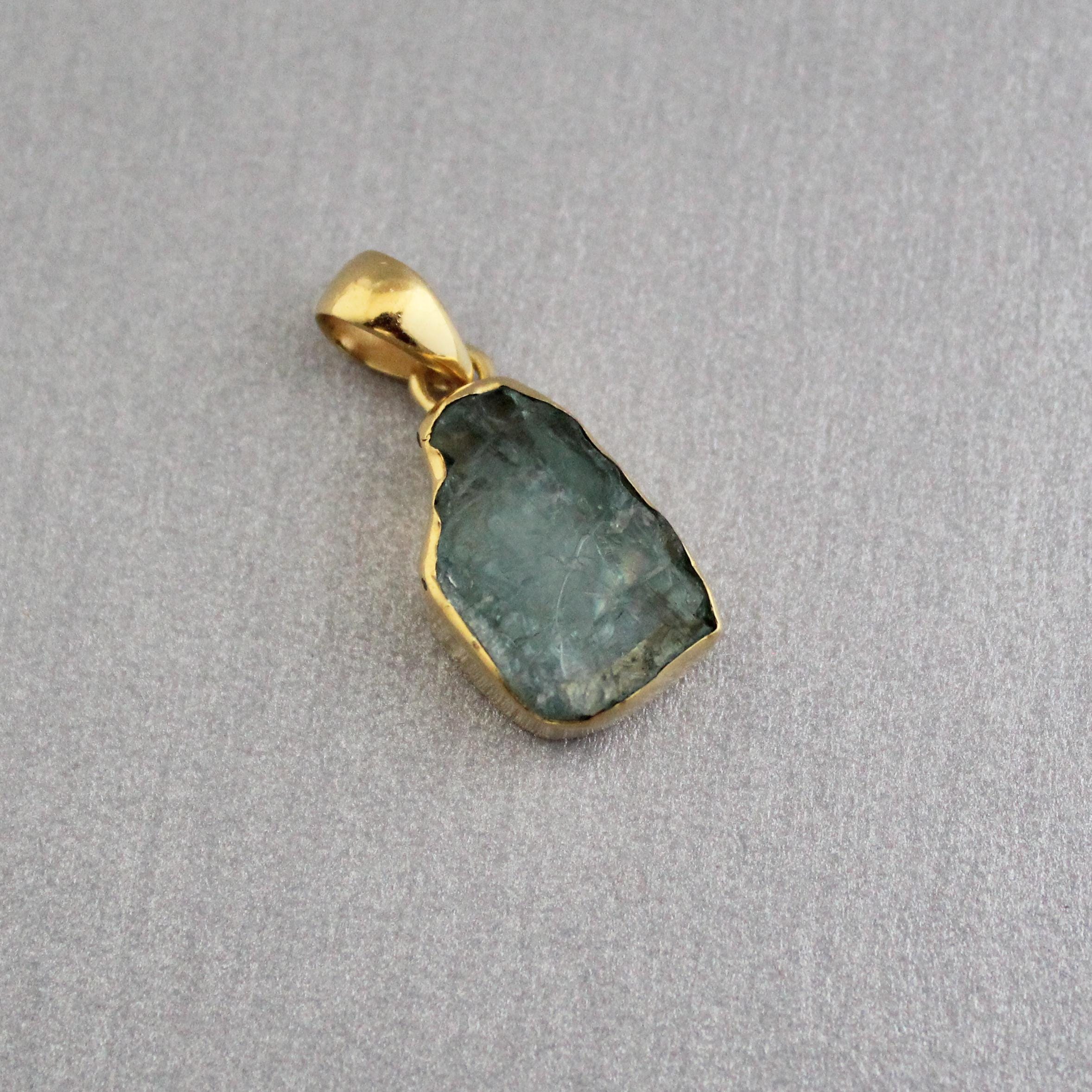 Raw Aquamarine Necklace: Sterling Silver March Birthstone Jewelry