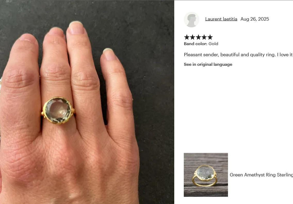 Green Amethyst Ring, Prasiolite Ring, 925 Solid Sterling Silver, 14k Gold Vermeil, Gift For Mother, February Birthstone