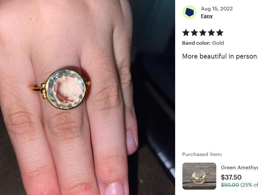 Green Amethyst Ring, Prasiolite Ring, 925 Solid Sterling Silver, 14k Gold Vermeil, Gift For Mother, February Birthstone
