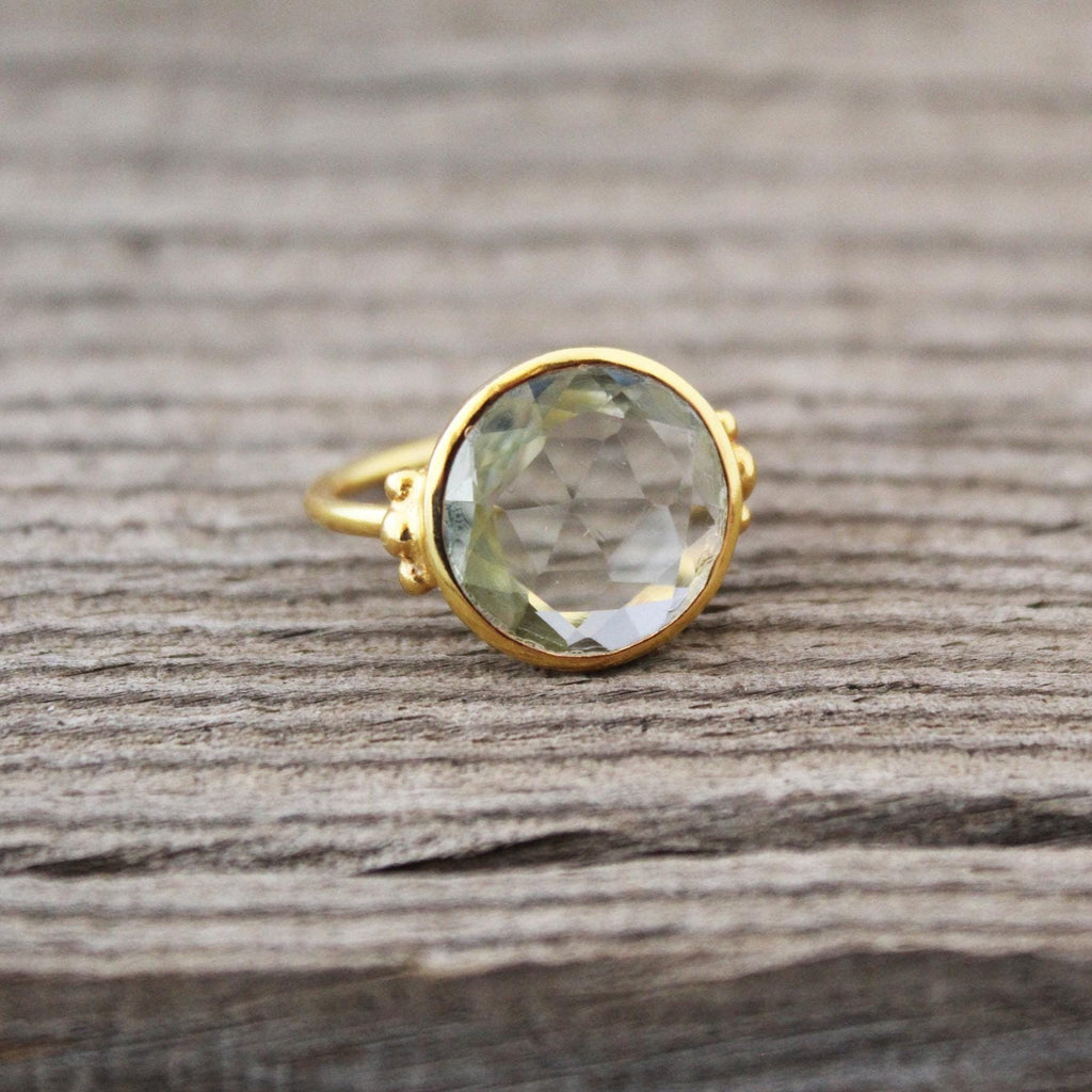 Green Amethyst Ring, Prasiolite Ring, 925 Solid Sterling Silver, 14k Gold Vermeil, Gift For Mother, February Birthstone