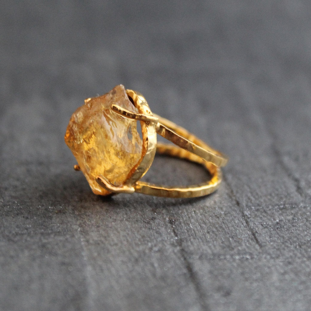 Raw Citrine Ring: Sterling Silver, November Birthstone