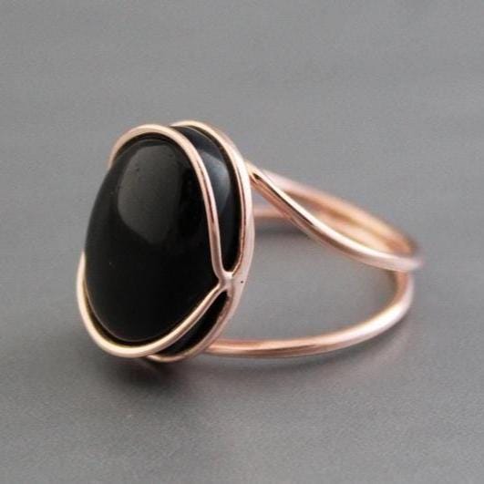 Black Onyx Ring: Oval Gemstone, 18K Gold & Sterling Silver