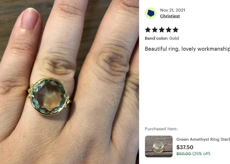 Green Amethyst Ring, Prasiolite Ring, 925 Solid Sterling Silver, 14k Gold Vermeil, Gift For Mother, February Birthstone